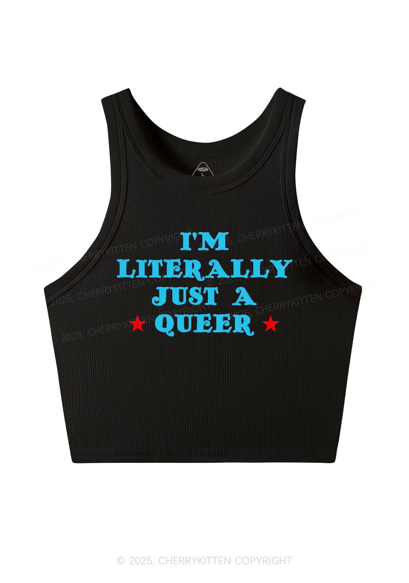 Just A Queer Pride Y2K Crop Tank Top Cherrykitten