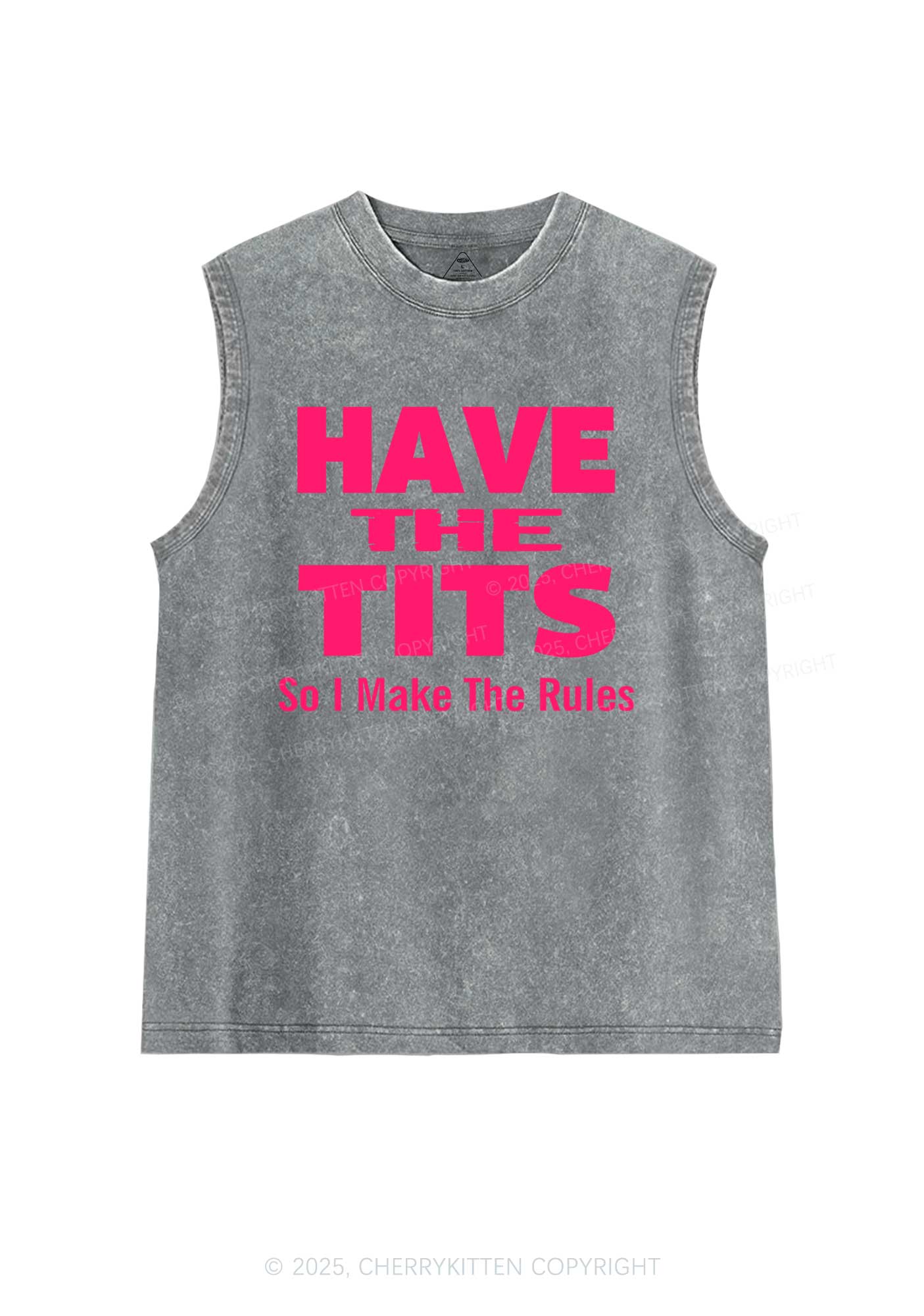I Make Rules Y2K Washed Muscle Tank Cherrykitten