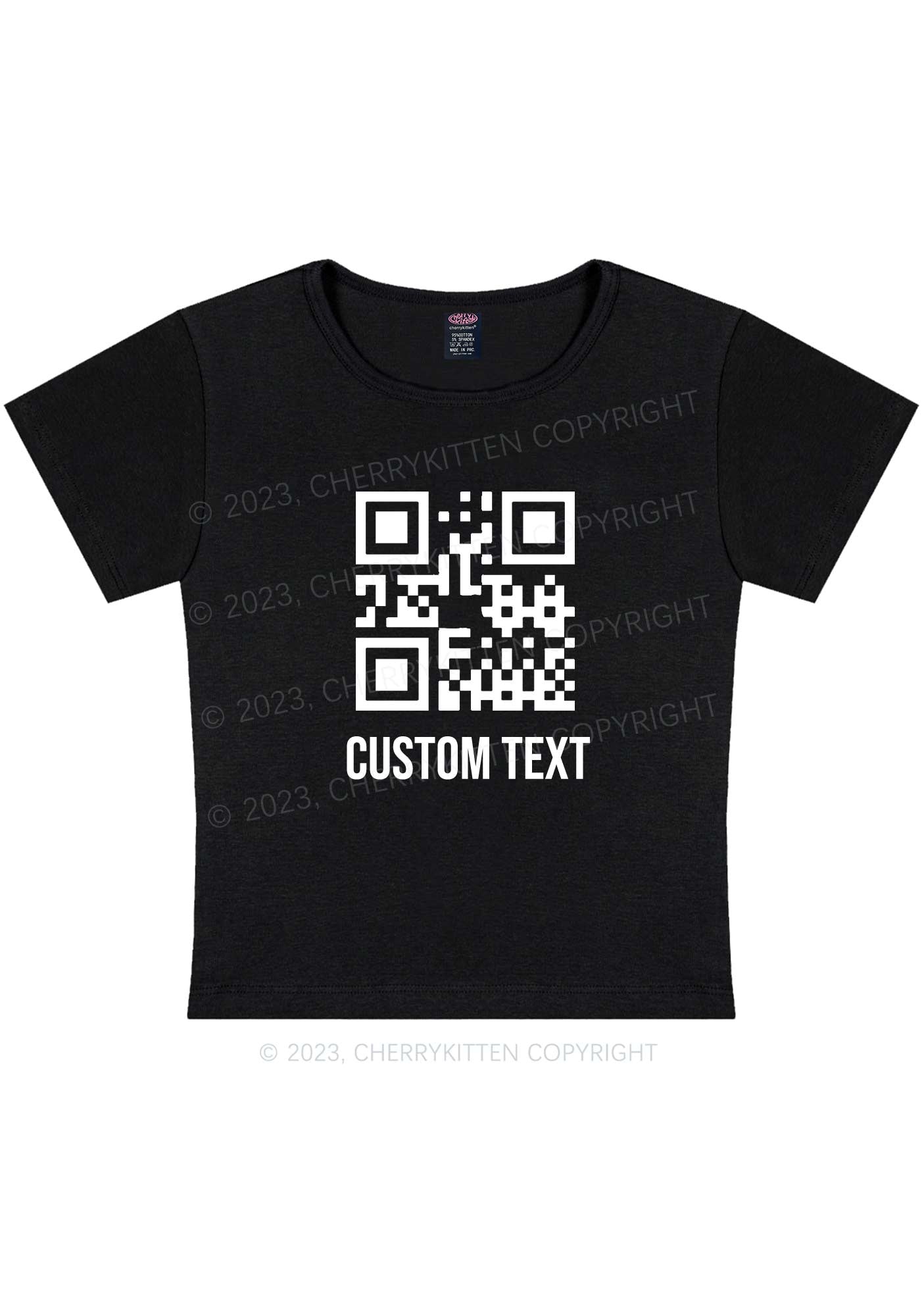 Custom Text QR Code Y2K Baby Tee Cherrykitten