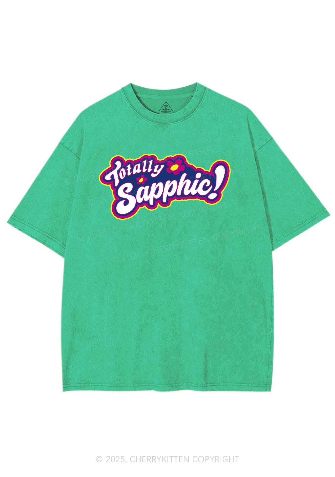 Totally Sapphic Pride Y2K Shirts Washed Tee Cherrykitten