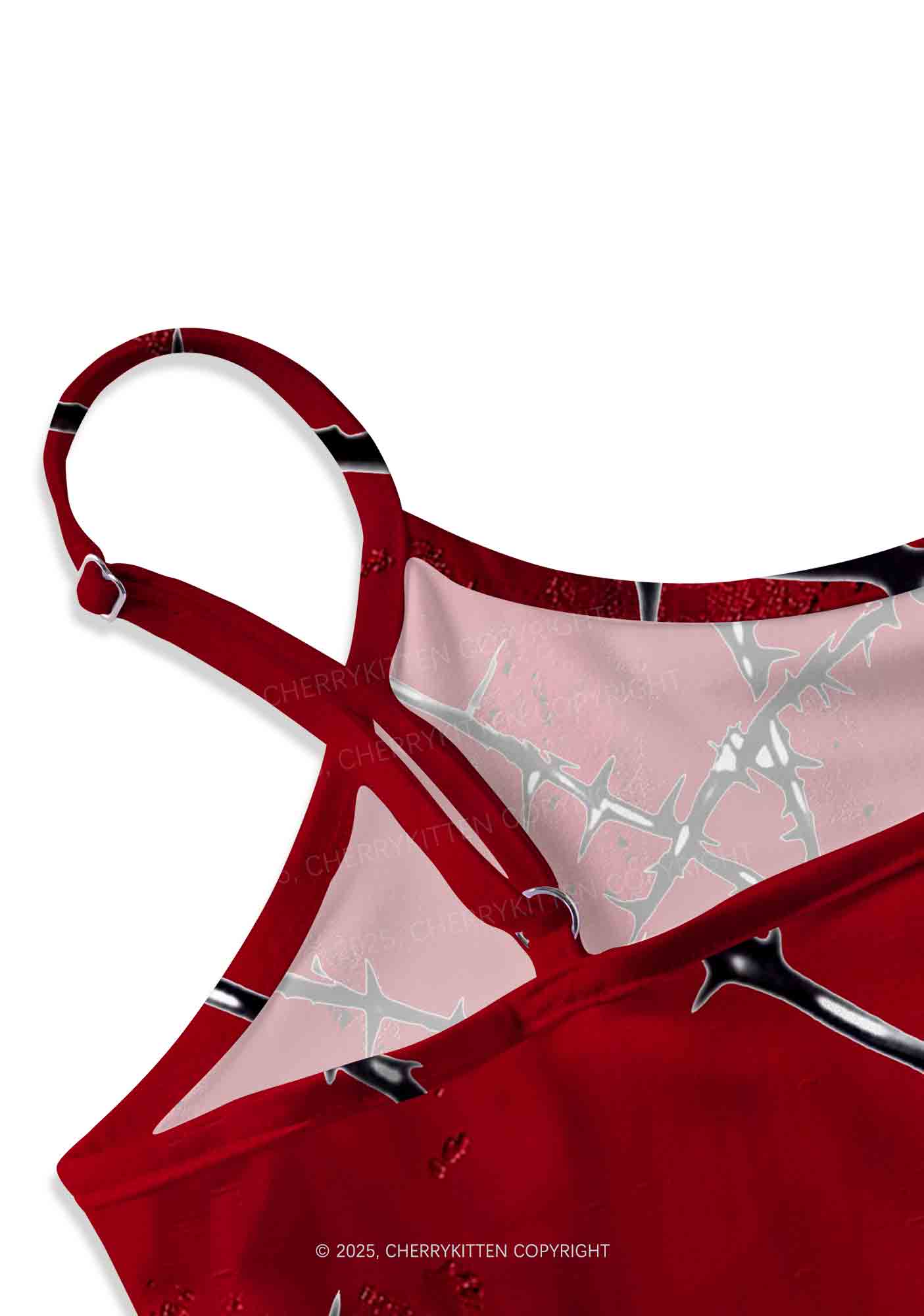 Thorned Ruby Y2K Print Cami Crop Top Cherrykitten
