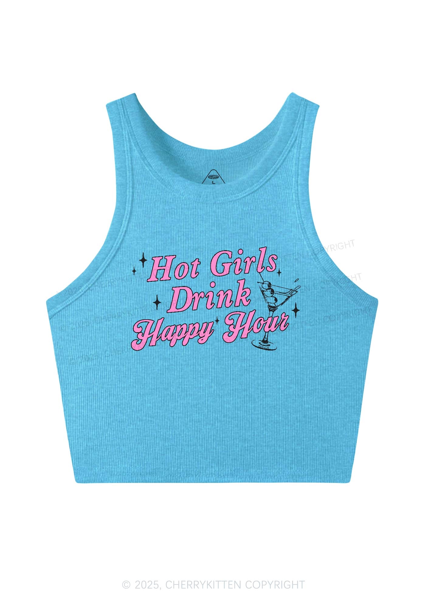 Hot Girls Drink Happy Hour Y2K Crop Tank Top Cherrykitten