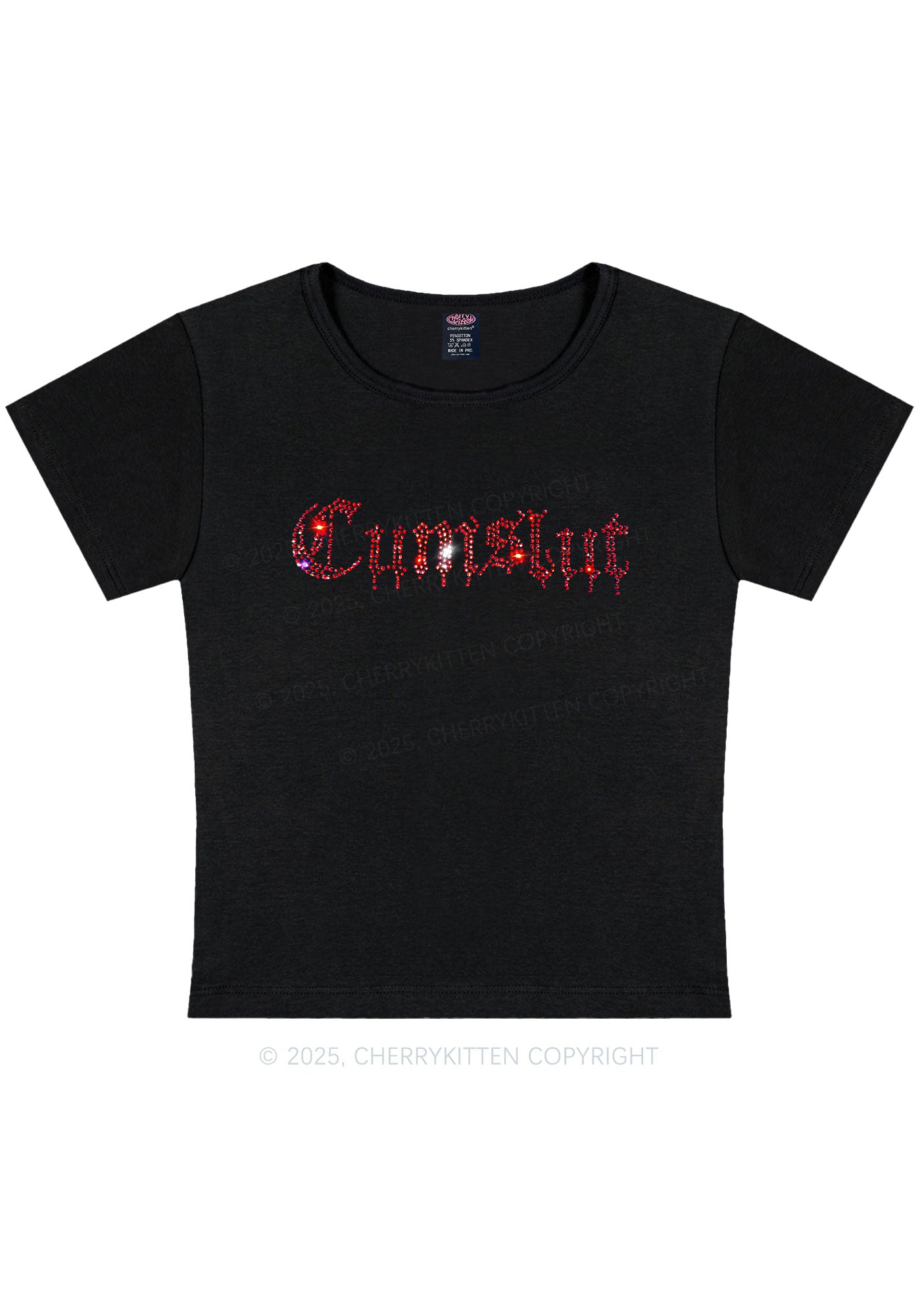 Curvy Rhinestone Cxmslxt Y2K Baby Tee Cherrykitten