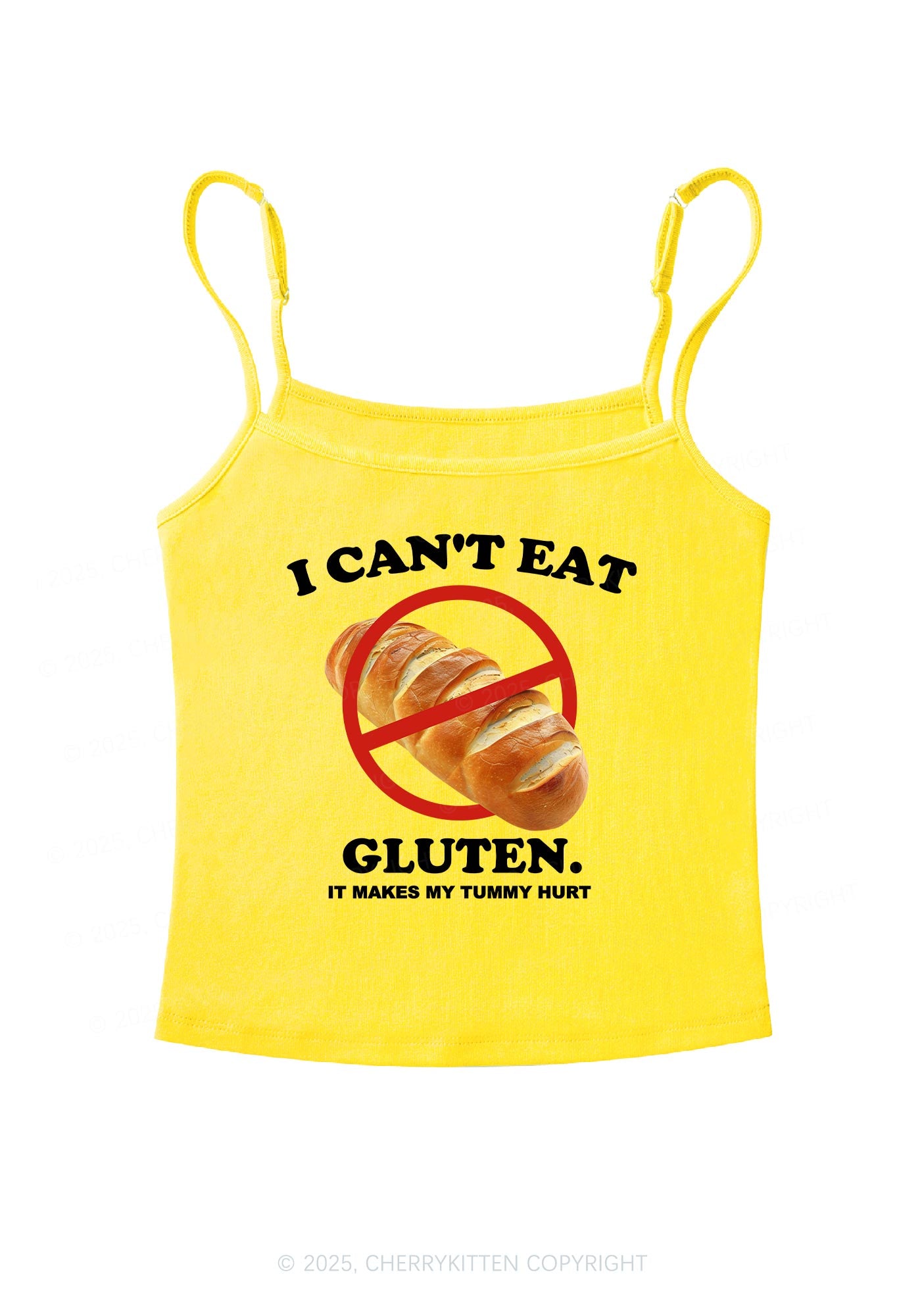 I Cant Eat Gluten Y2K Spaghetti Strap Cami Cherrykitten
