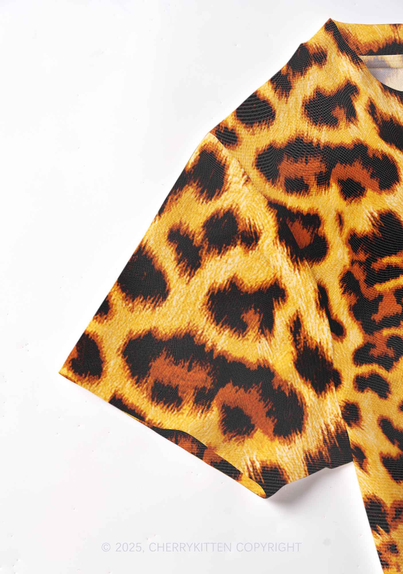 Cxxt Leopard Y2K Mesh Crop Top Cherrykitten