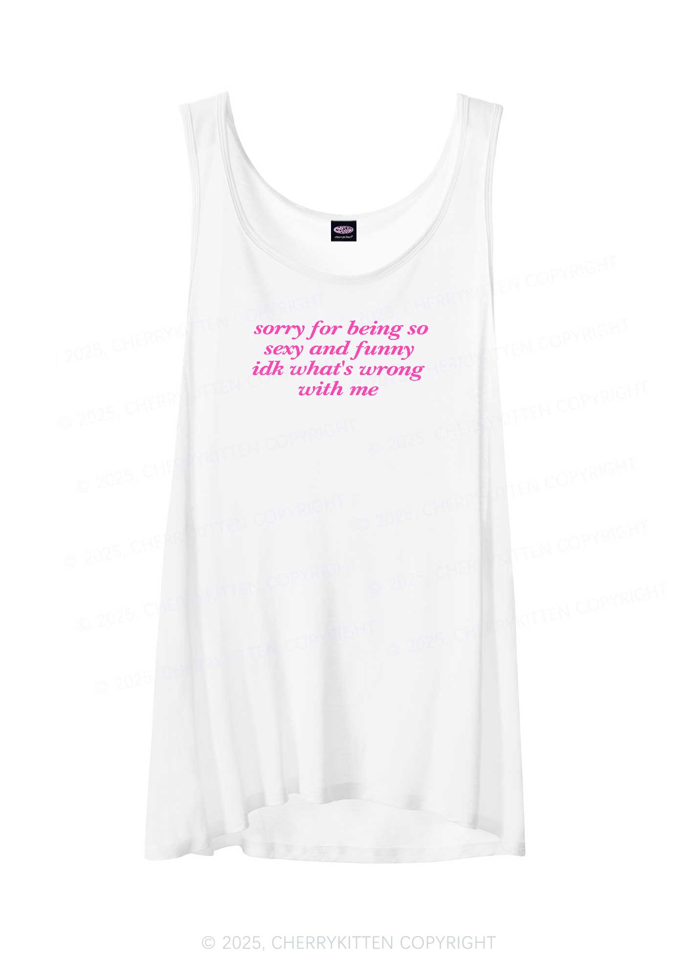 Sorry For Being So Funny Y2K Sheer Boyfriend Tank Cherrykitten