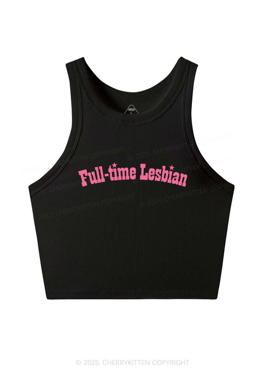 Full Time Lesbian Pride Y2K Crop Tank Top Cherrykitten