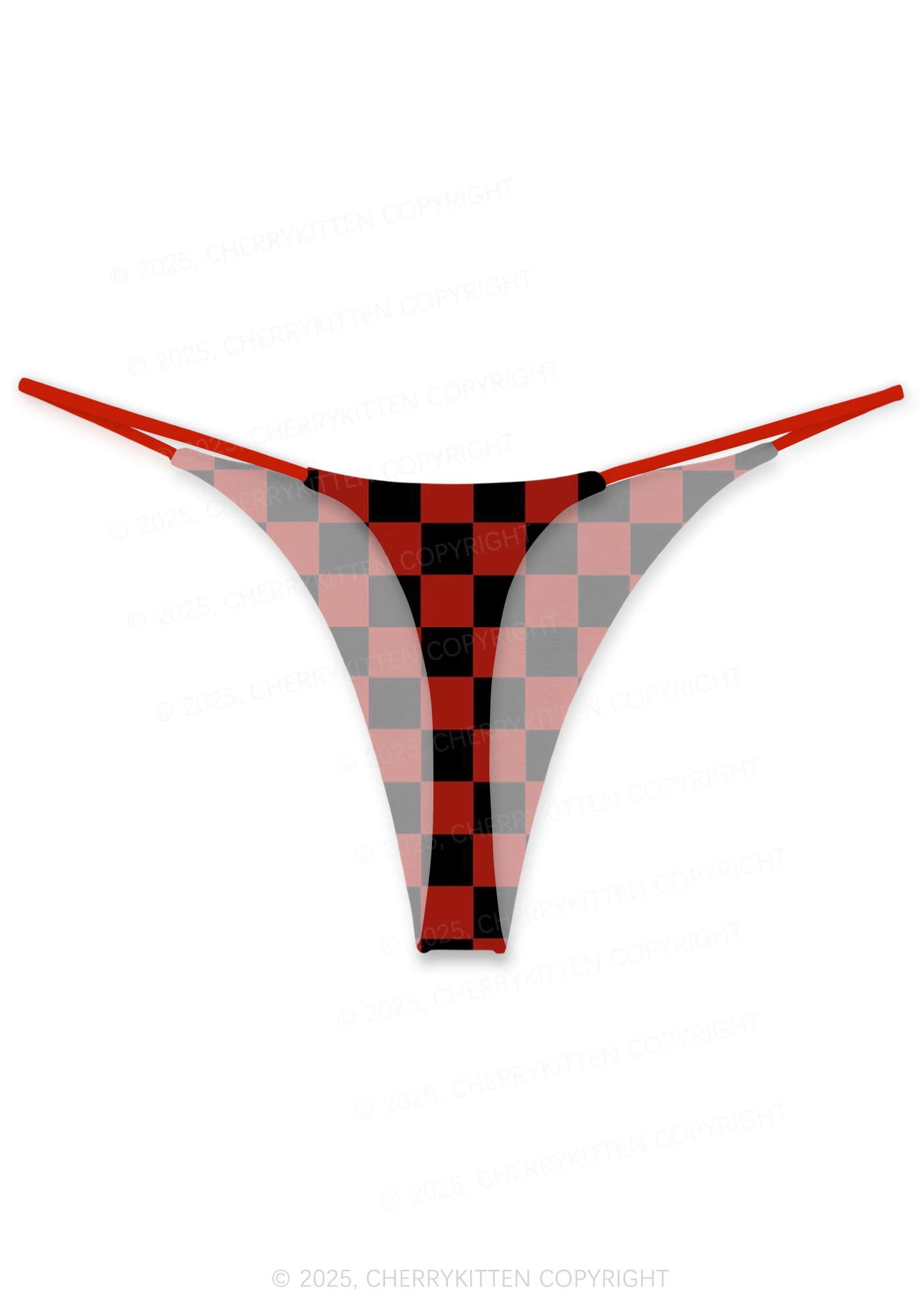 Black And Red Check Valentine's Day Y2K Print Couples Thong Set Cherrykitten