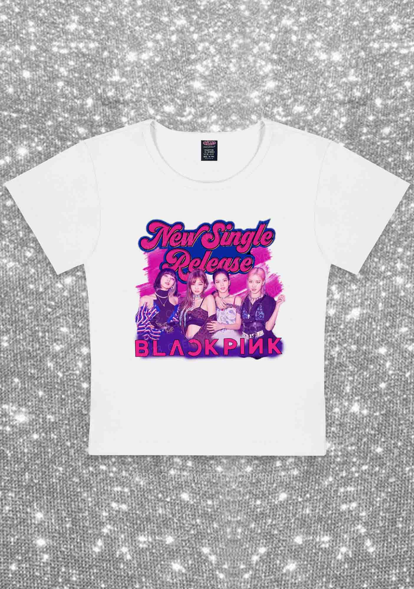 BP New Single Release Kpop Y2K Baby Tee Cherrykitten