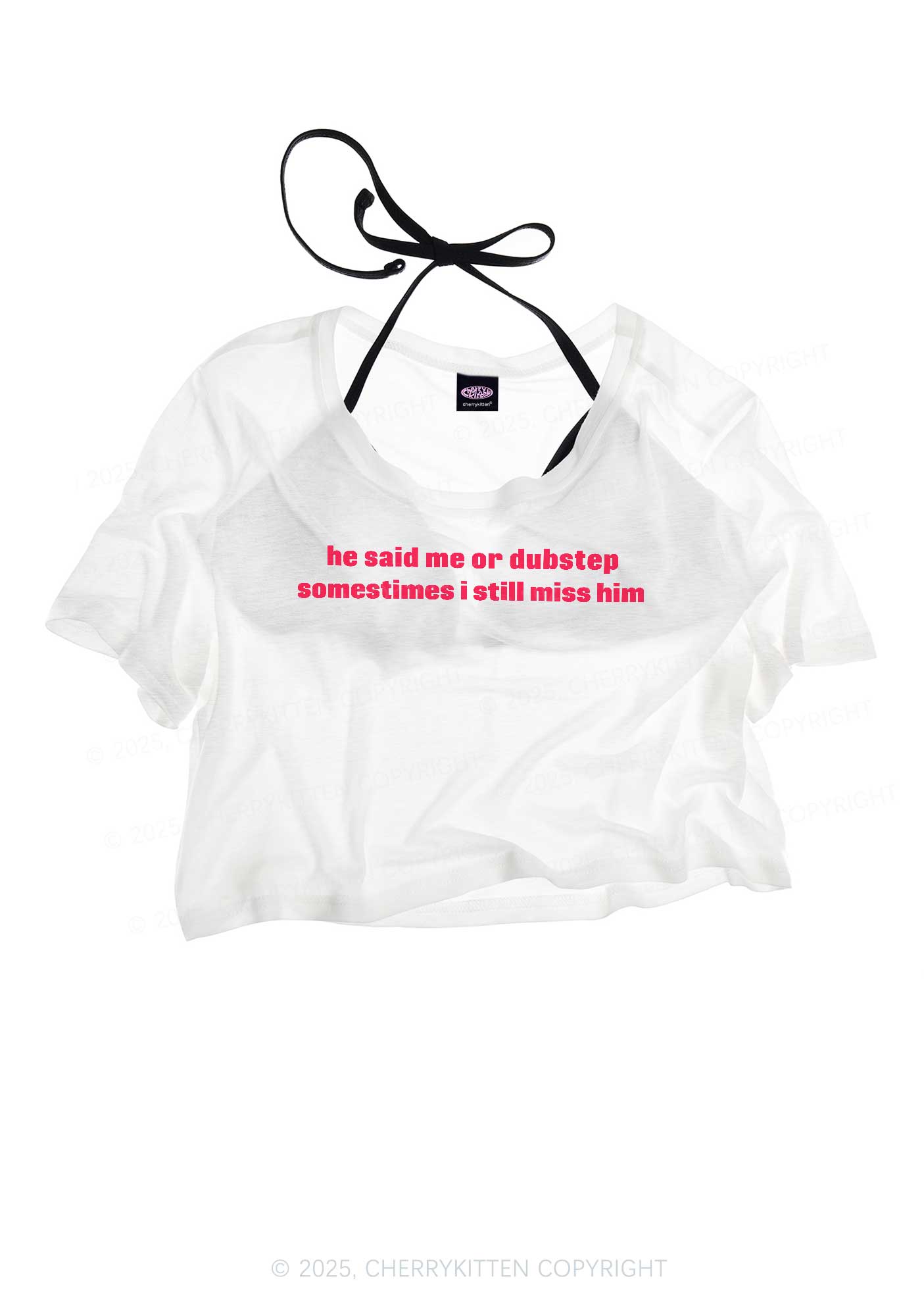He Said Dubstep Y2K Sheer Crop Tee Cherrykitten