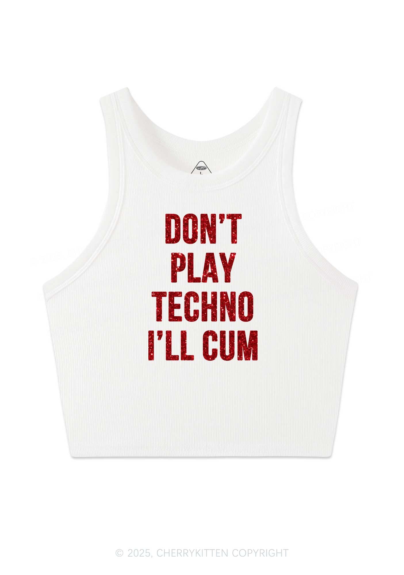 Glitter Dont Play Techno Y2K Crop Tank Top Cherrykitten