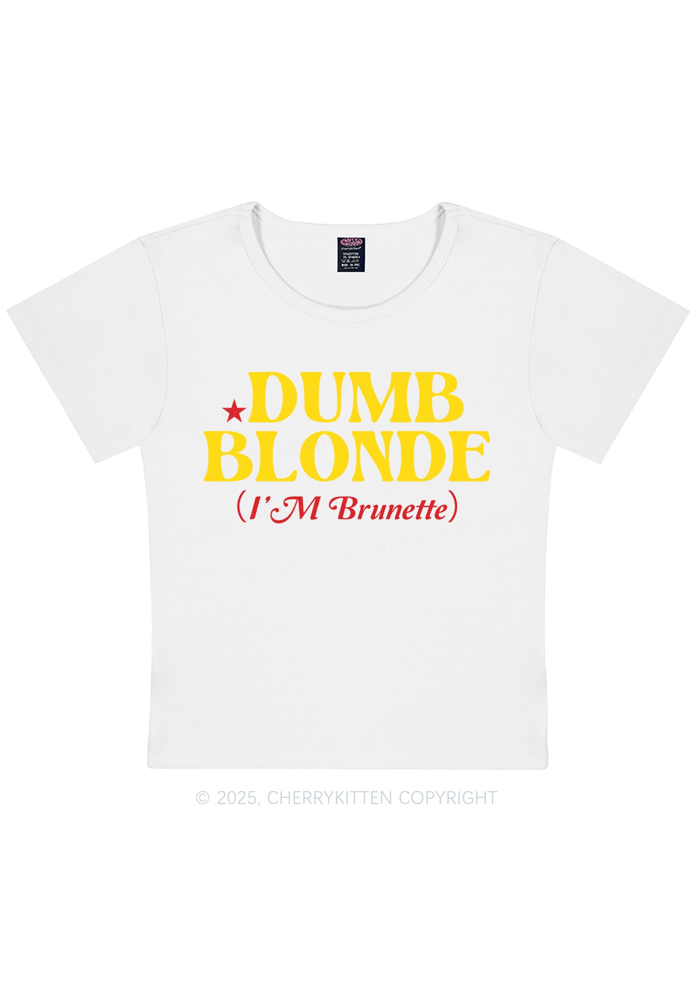 Dumb Blonde Brunette Y2K Baby Tee Cherrykitten
