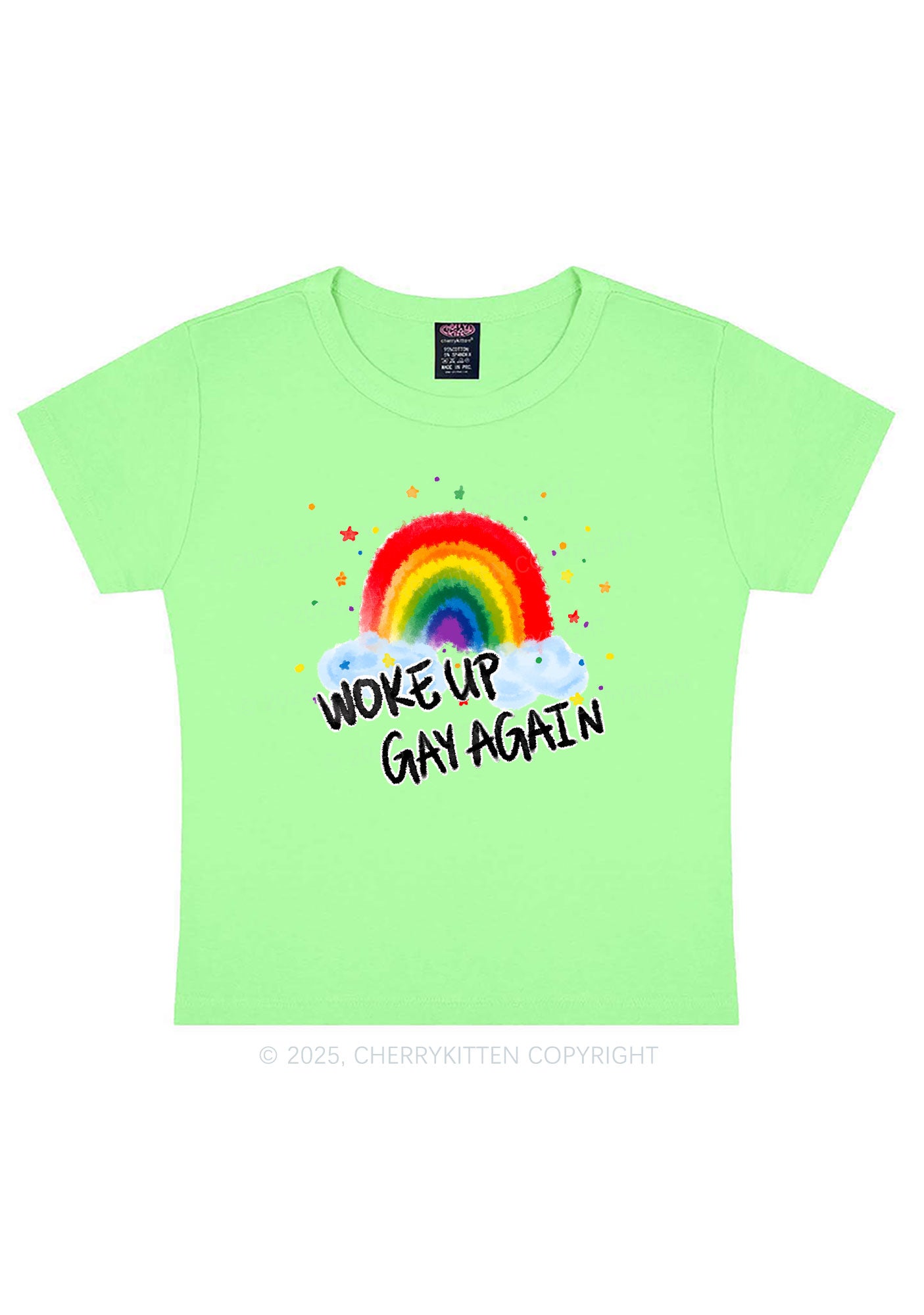 Woke Up Gay Again Y2K Baby Tee Cherrykitten