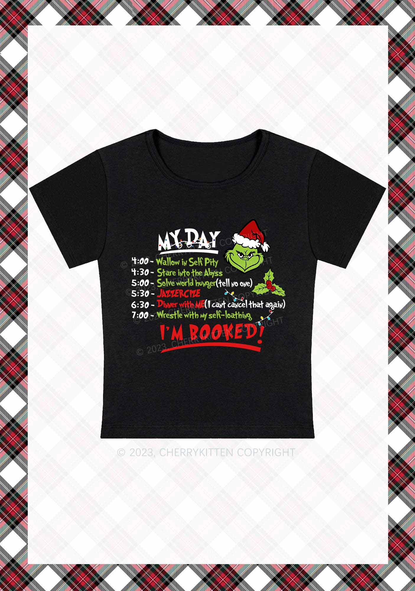 My Day I'm Booked Christmas Baby Tee Cherrykitten