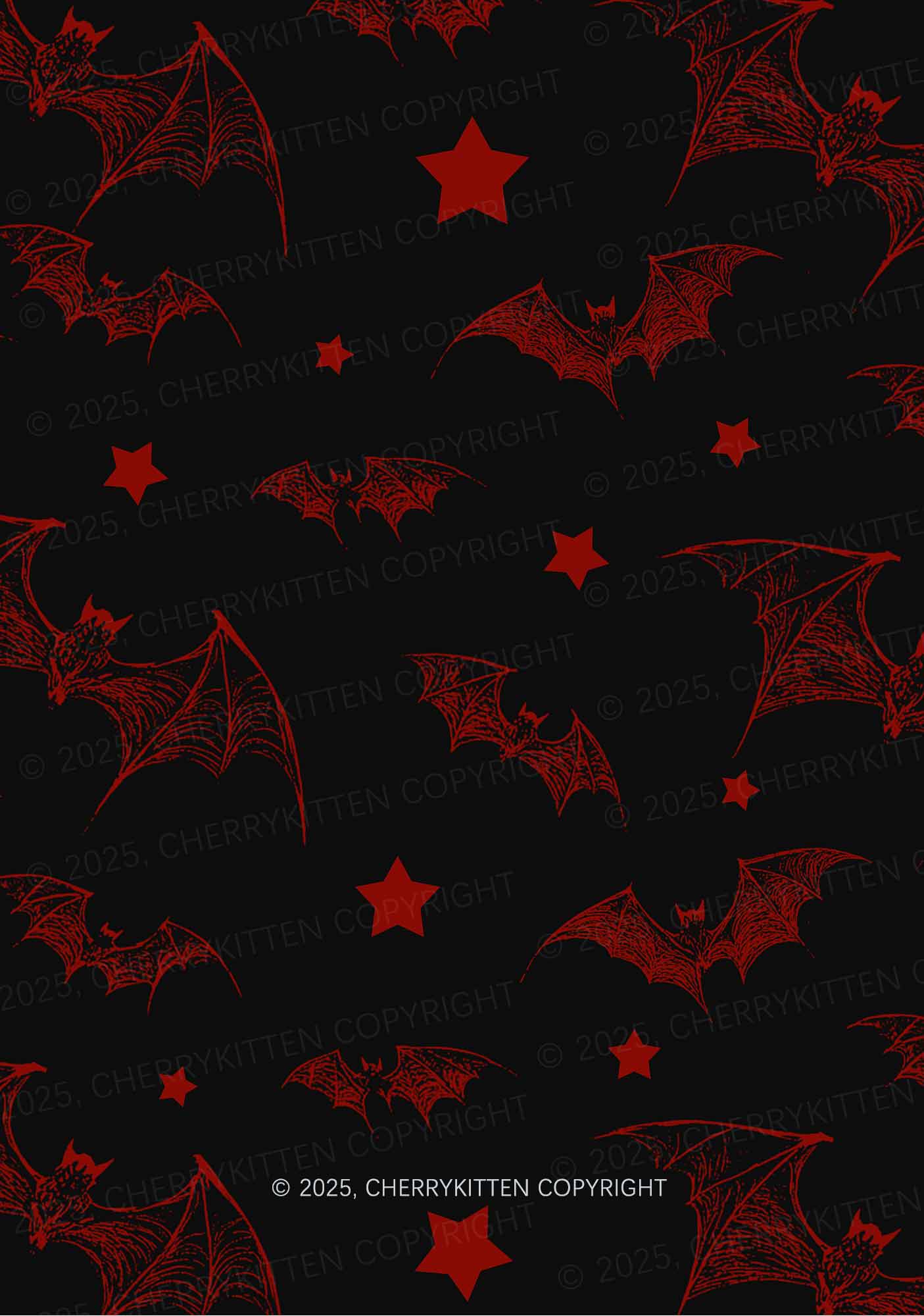 Bat And Star Y2K Print Midi Skirt Cherrykitten