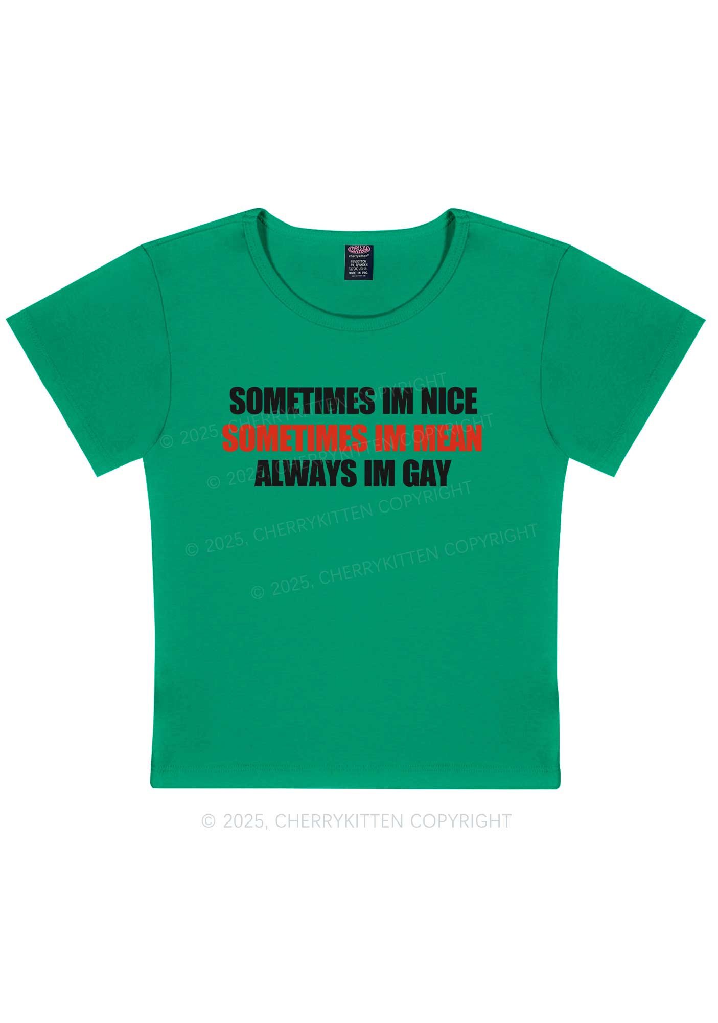 Sometimes Im Mean Y2K Baby Tee Cherrykitten