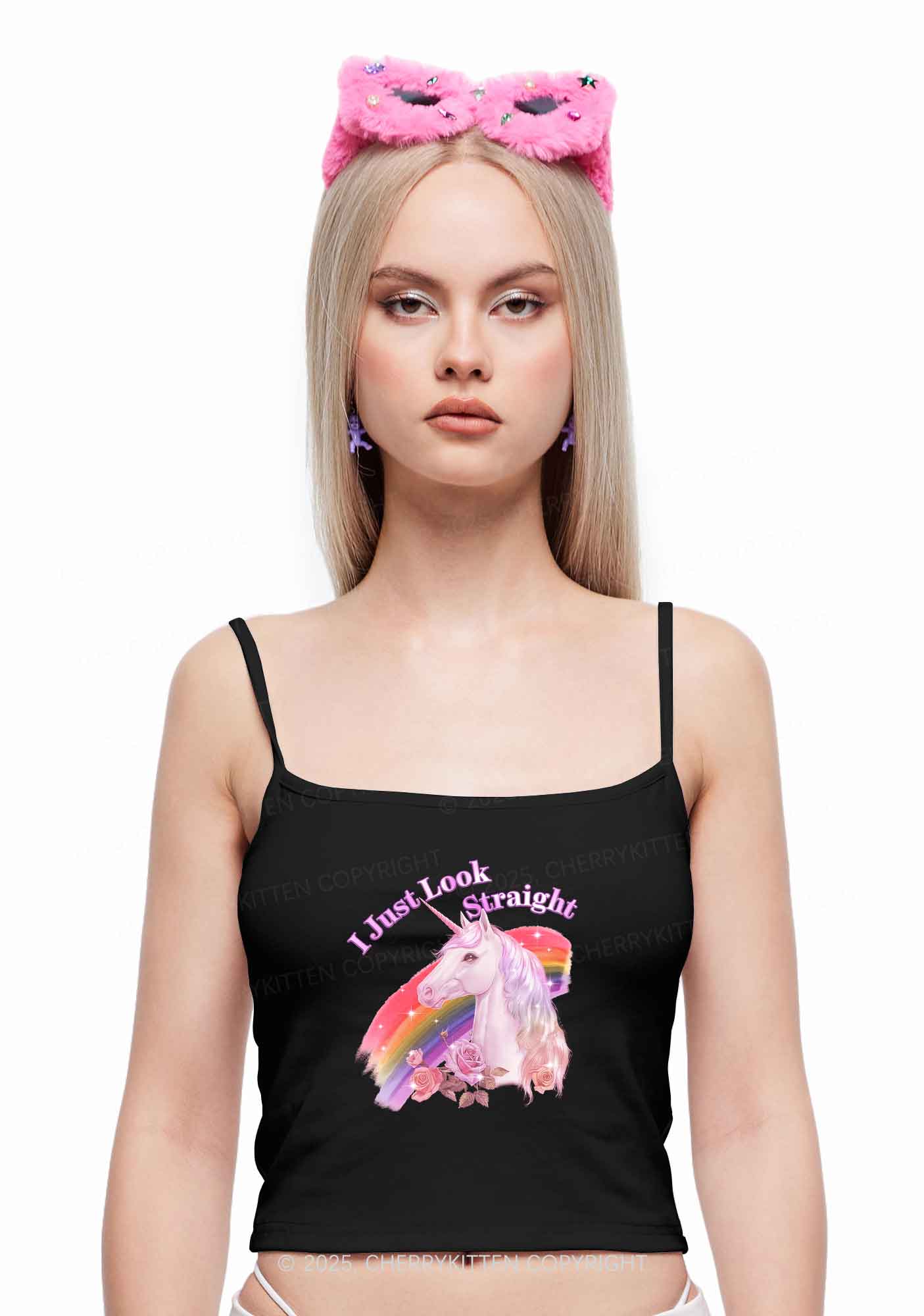 Look Straight Unicorn Pride Y2K Spaghetti Strap Cami Cherrykitten