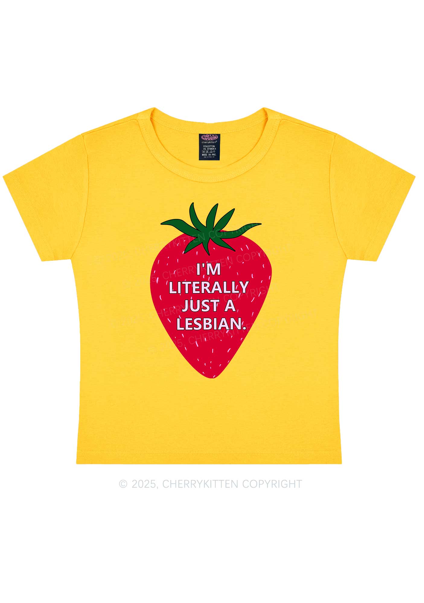 Lesbian Strawberry Pride Y2K Baby Tee Cherrykitten