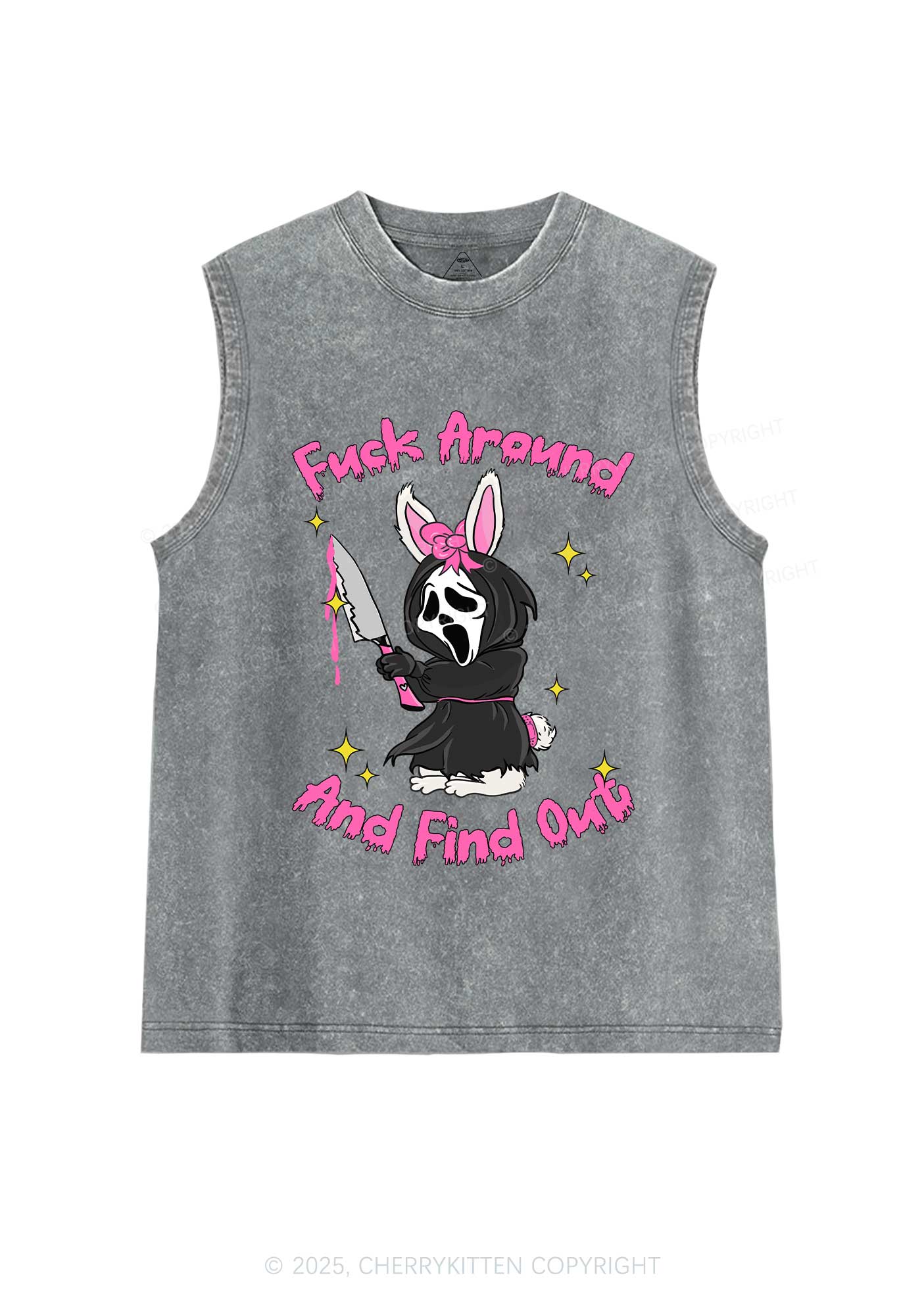 Halloween Fxxk Around Find Out Y2K Washed Muscle Tank Cherrykitten