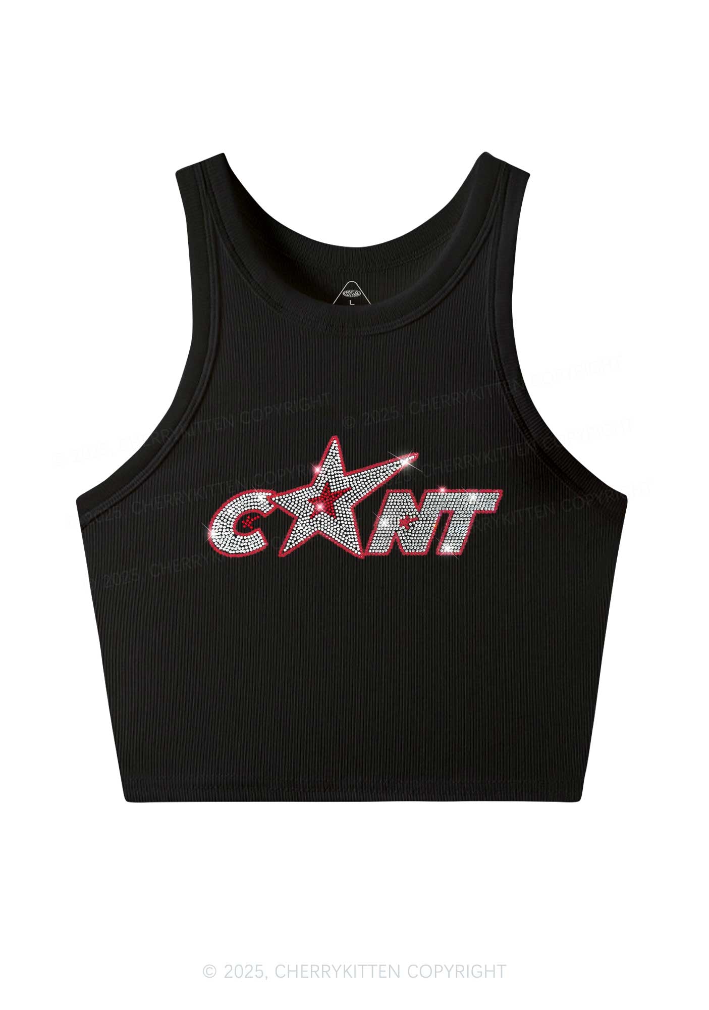 Rhinestone Star Cxxt Y2K Crop Tank Top Cherrykitten
