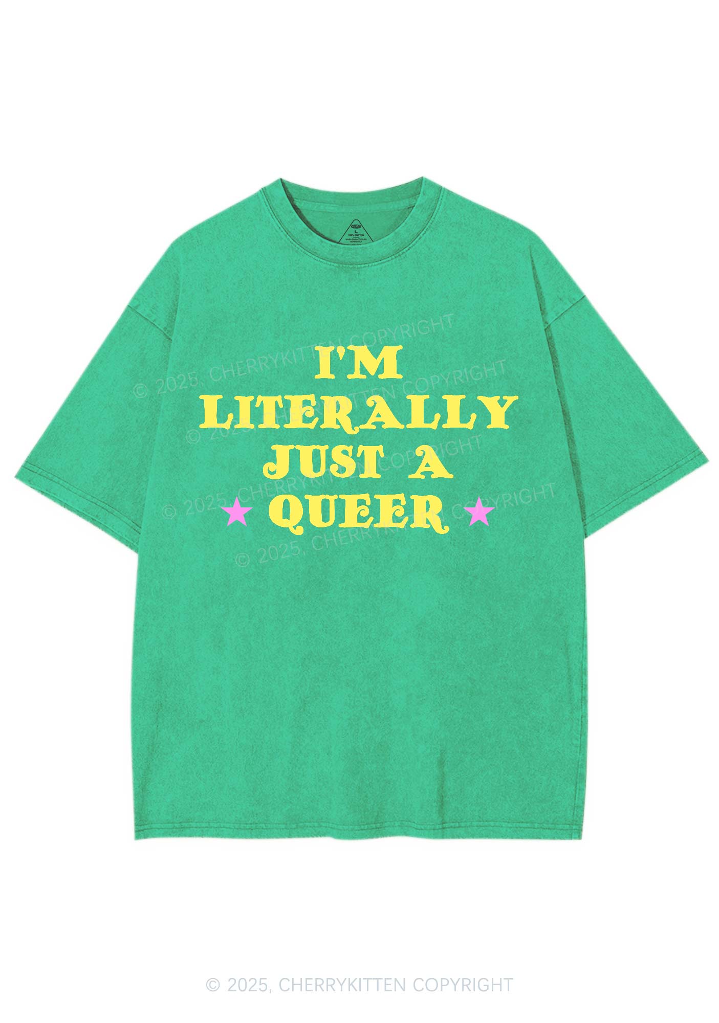 Just A Queer Pride Y2K Shirts Washed Tee Cherrykitten