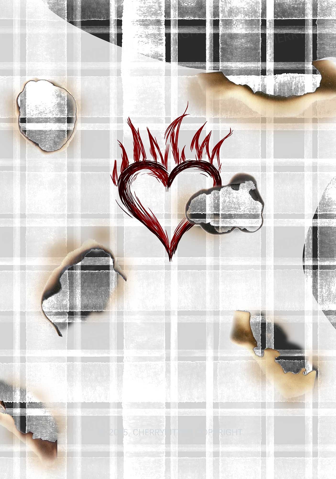 Scorched Love Heart Y2K Print Slip Dress Cherrykitten