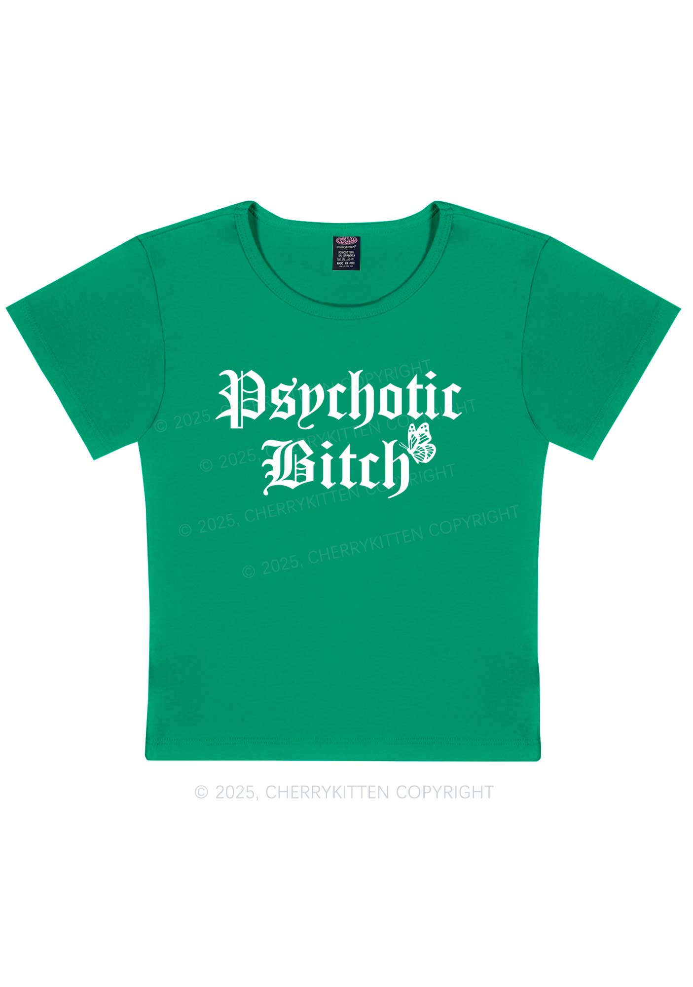 Psychotic Bxxch Y2K Baby Tee Cherrykitten