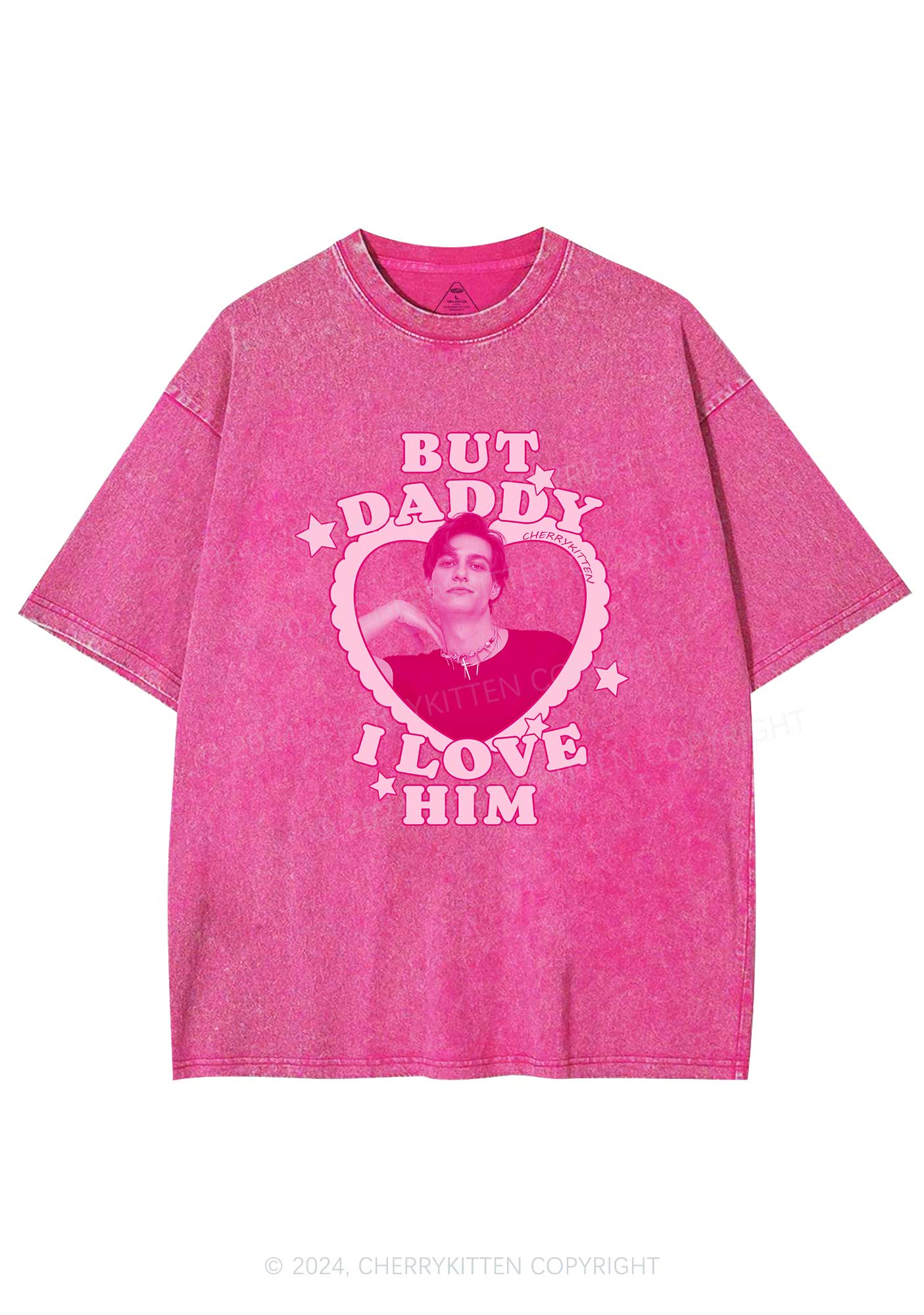 Custom I Love Him Photo Y2K Valentine's Day Washed Tee Cherrykitten