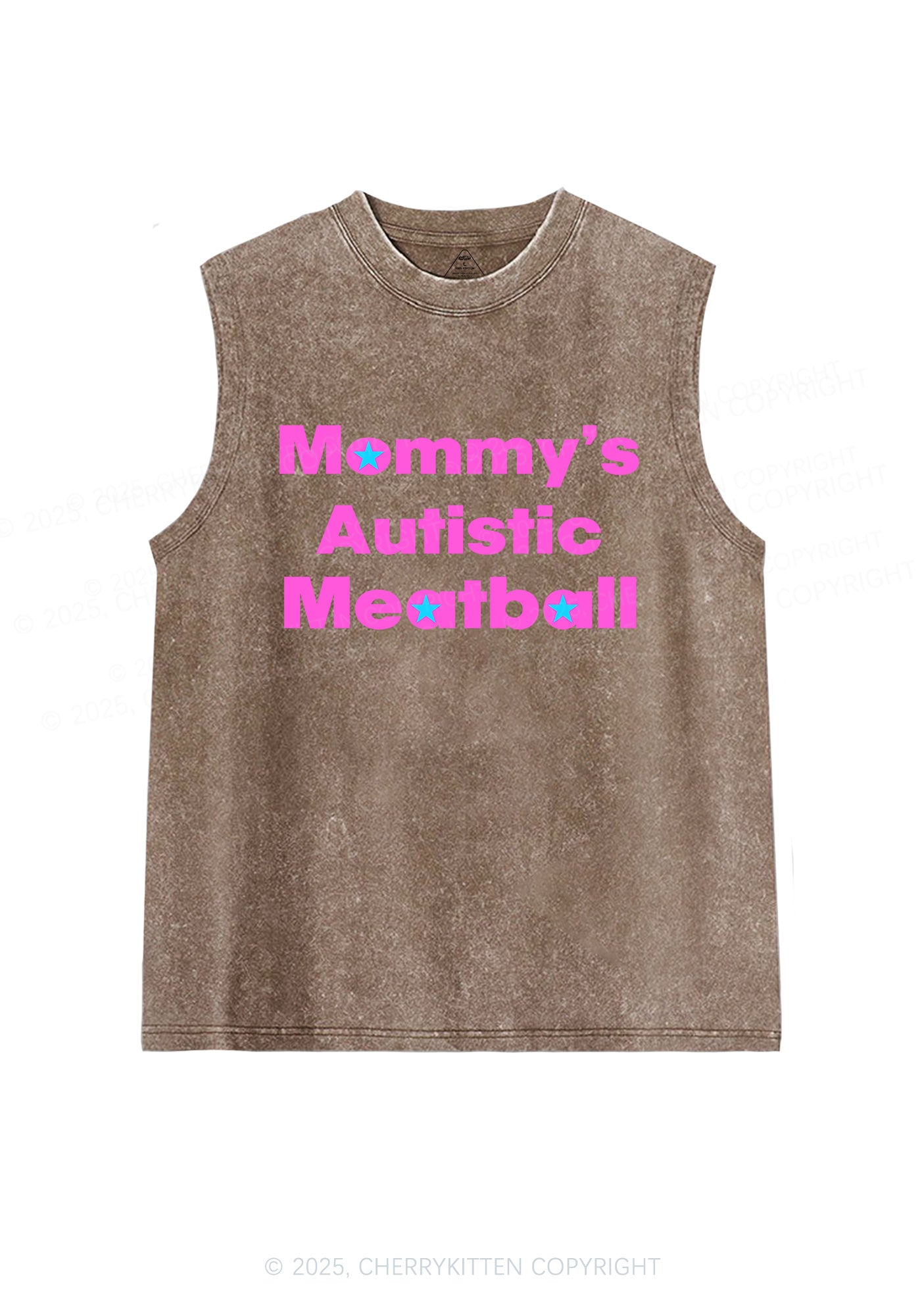 Mommys Autistic Meatball Y2K Washed Muscle Tank Cherrykitten