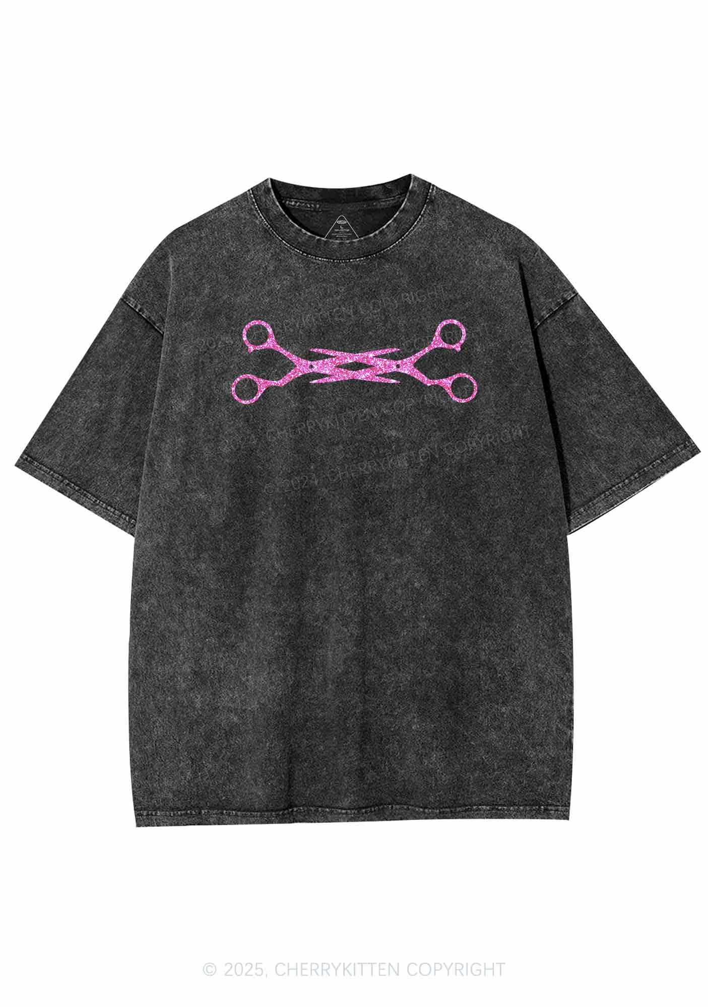 Glitter Pink Scissor Pride Y2K Shirts Washed Tee Cherrykitten