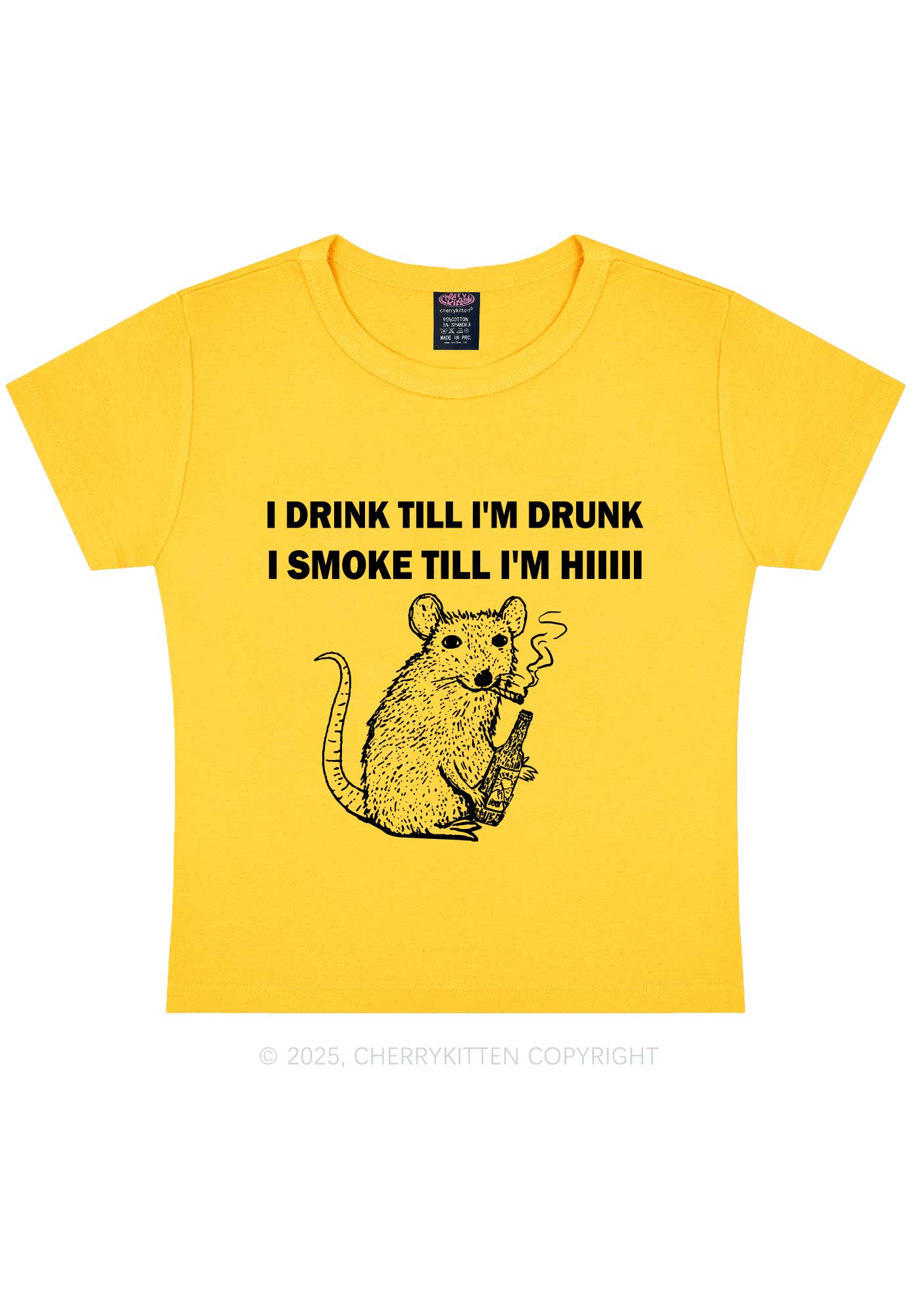 Drunk And Smoke Ratz Y2K Baby Tee Cherrykitten