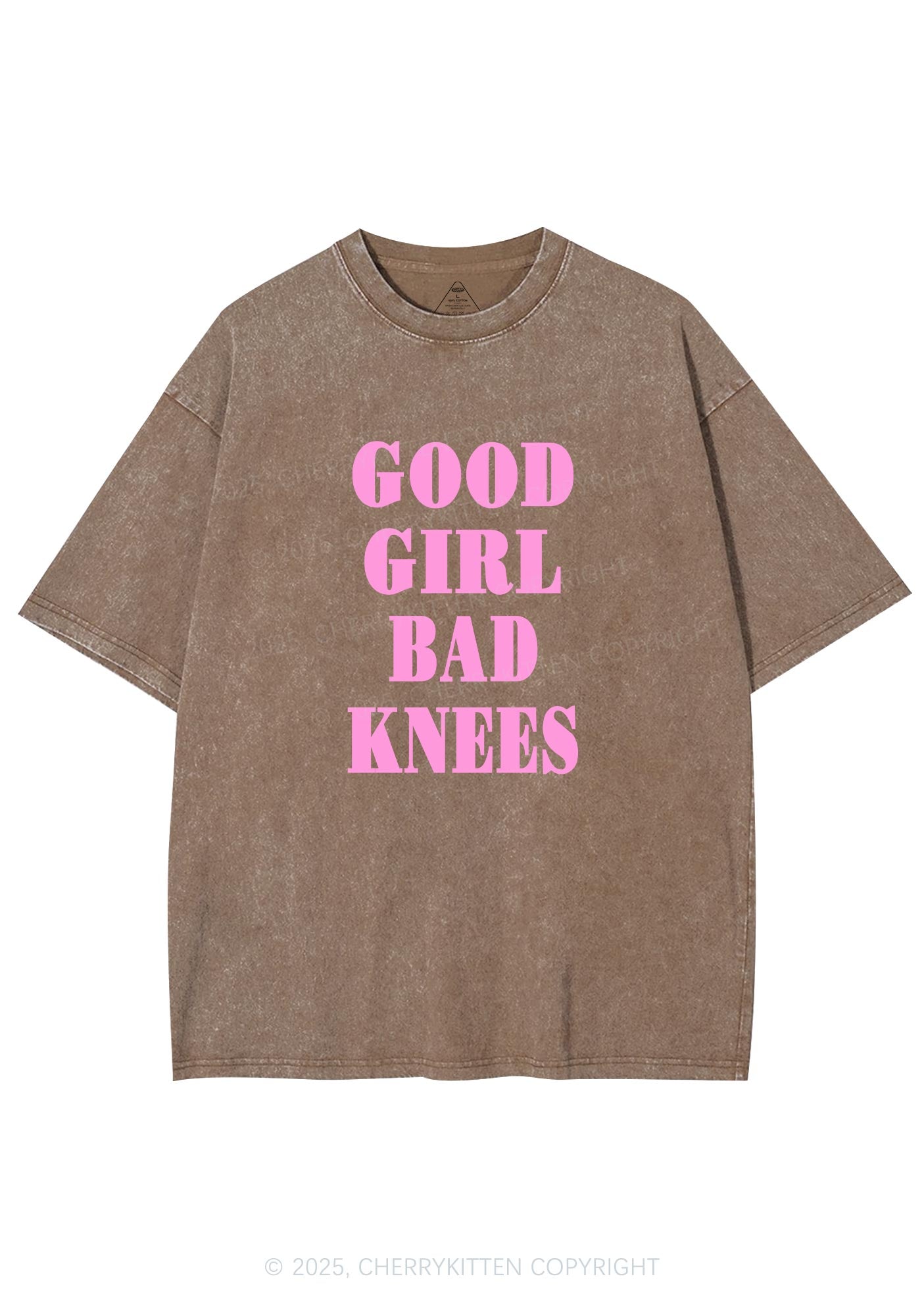 Good Girl Bad Knees Y2K Shirts Washed Tee Cherrykitten