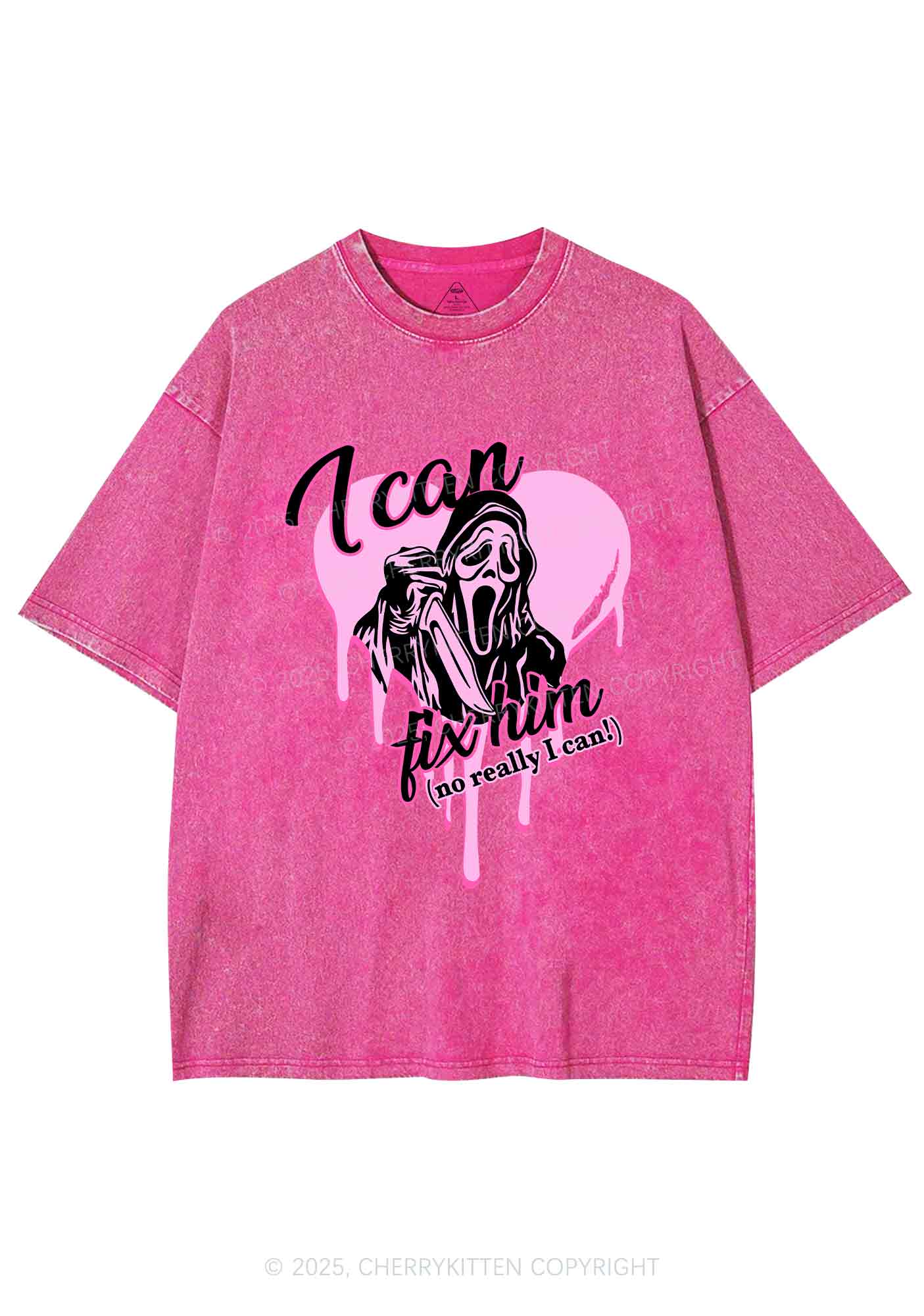 Halloween Ghost Fix Him Y2K Washed Tee Cherrykitten
