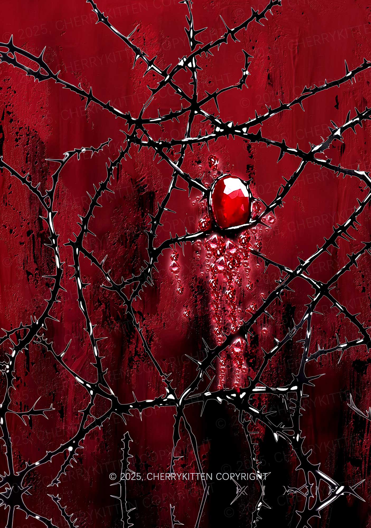 Thorned Ruby Y2K Mesh Crop Top Cherrykitten