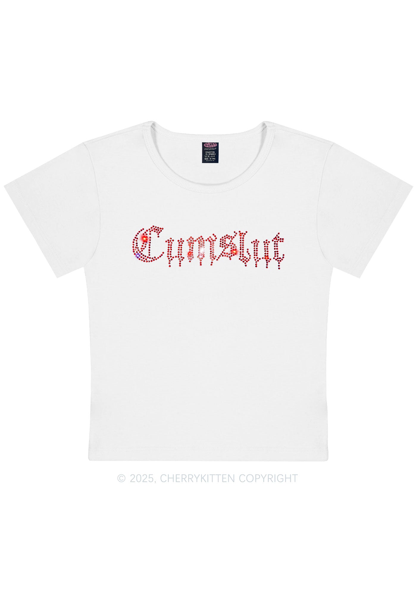 Curvy Rhinestone Cxmslxt Y2K Baby Tee Cherrykitten