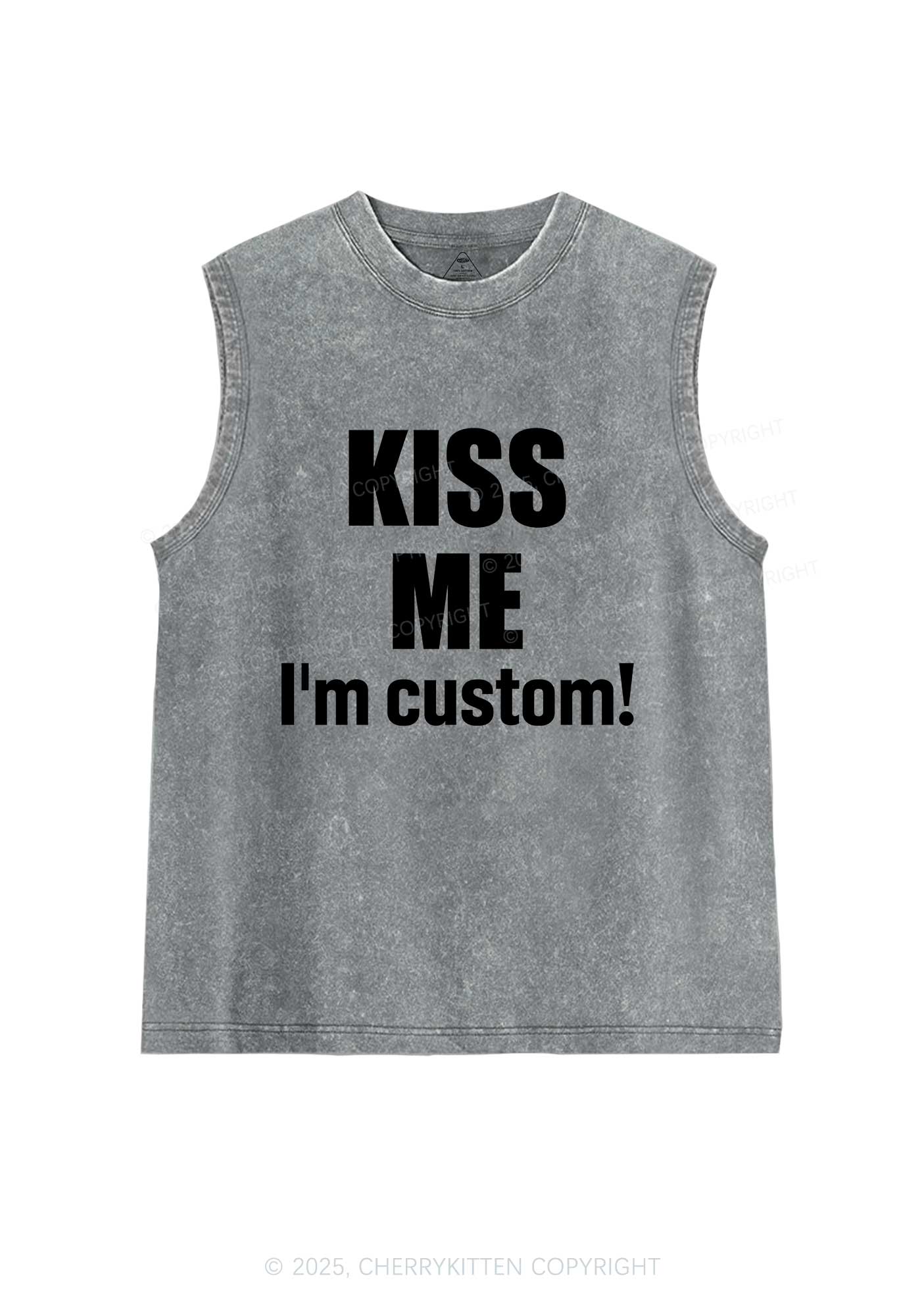 Kiss Me Im Custom Y2K Washed Muscle Tank Cherrykitten
