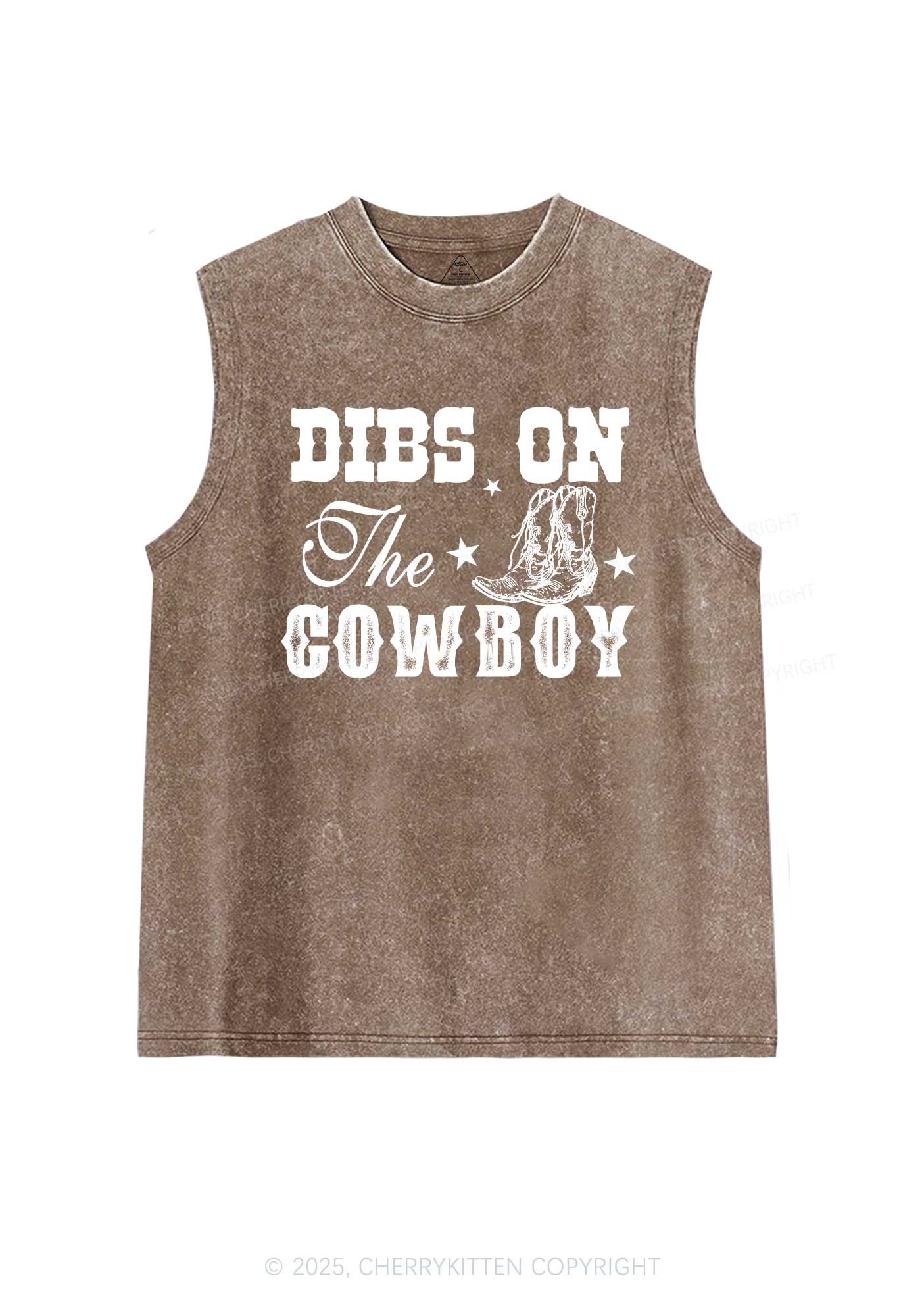 Dibs On The Cowboy Y2K Washed Muscle Tank Cherrykitten
