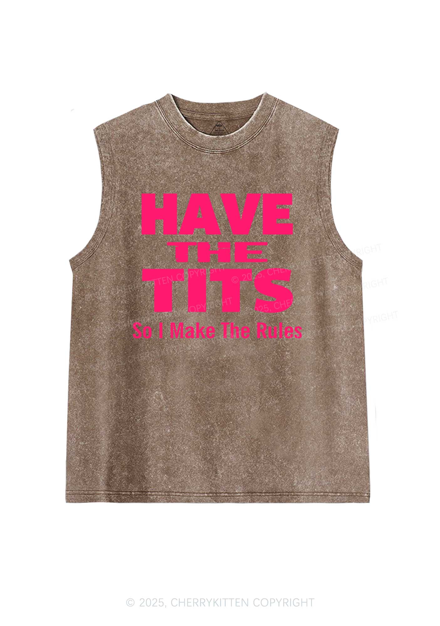 I Make Rules Y2K Washed Muscle Tank Cherrykitten