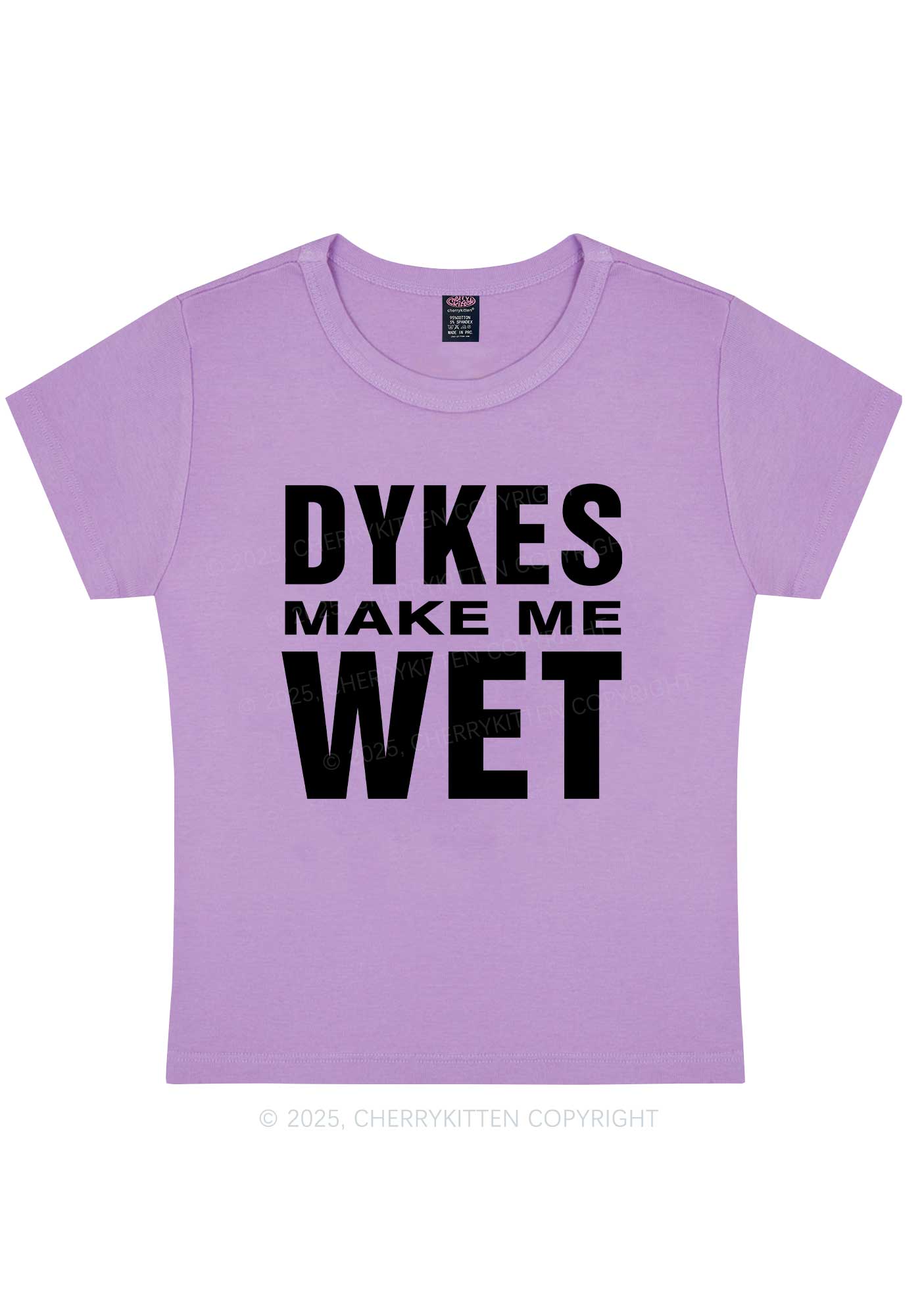 Dykes Make Me Wet Pride Y2K Baby Tee Cherrykitten