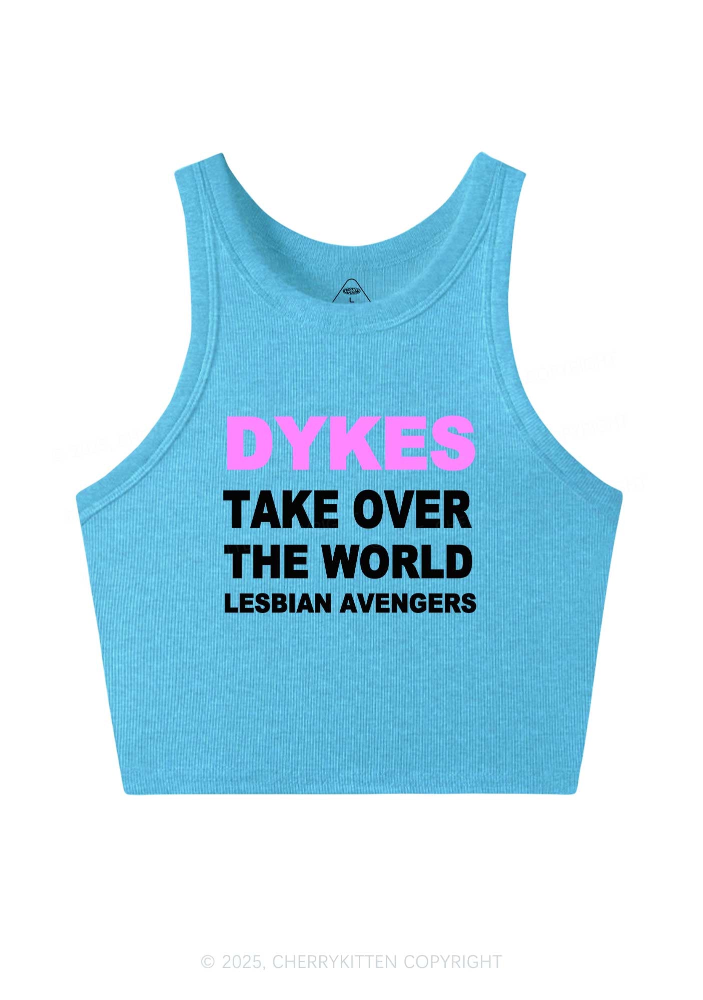 Dyke Take Over The World Y2K Crop Tank Top Cherrykitten