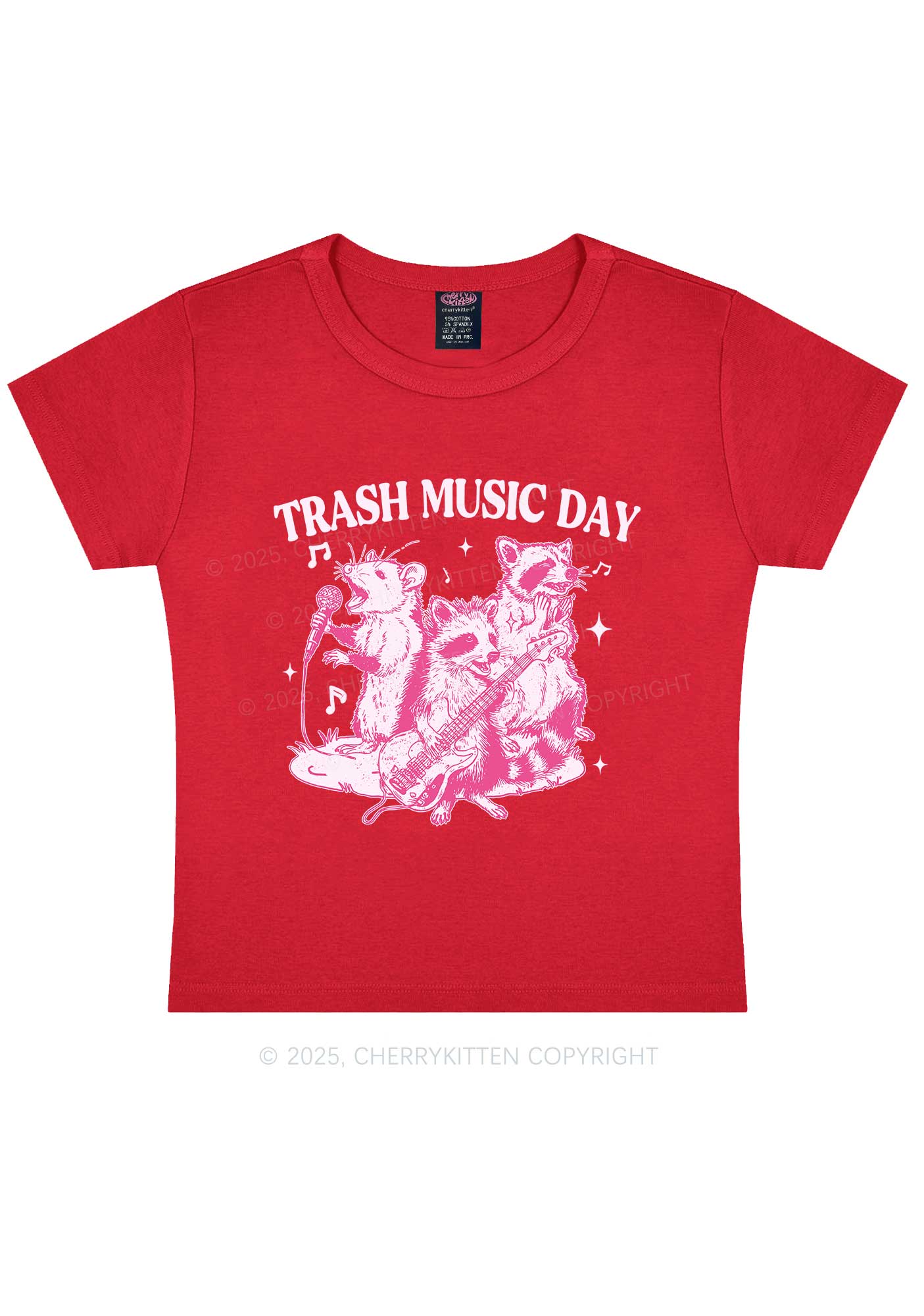 Trash Music Day Y2K Baby Tee Cherrykitten