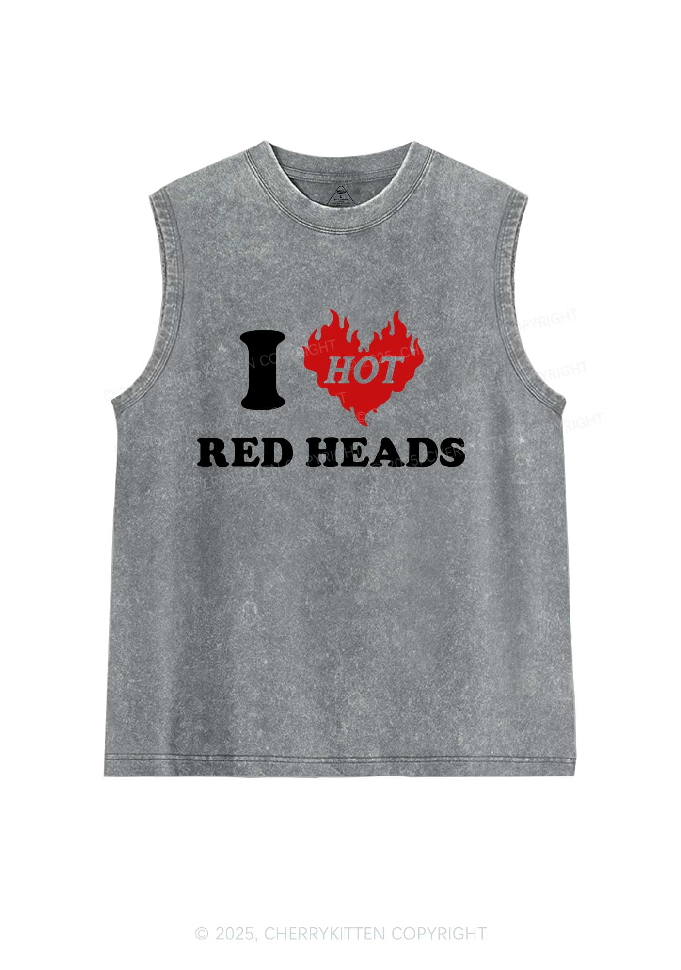 I Love Hot Red Heads Y2K Washed Muscle Tank Cherrykitten