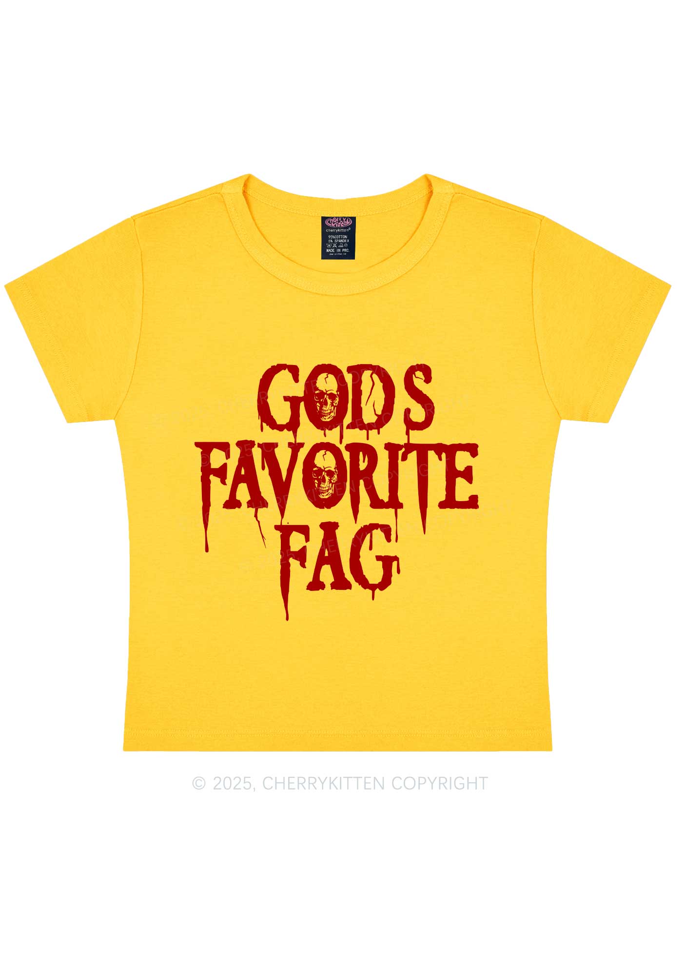 Halloween Gods Favorite Fag Pride Y2K Baby Tee Cherrykitten