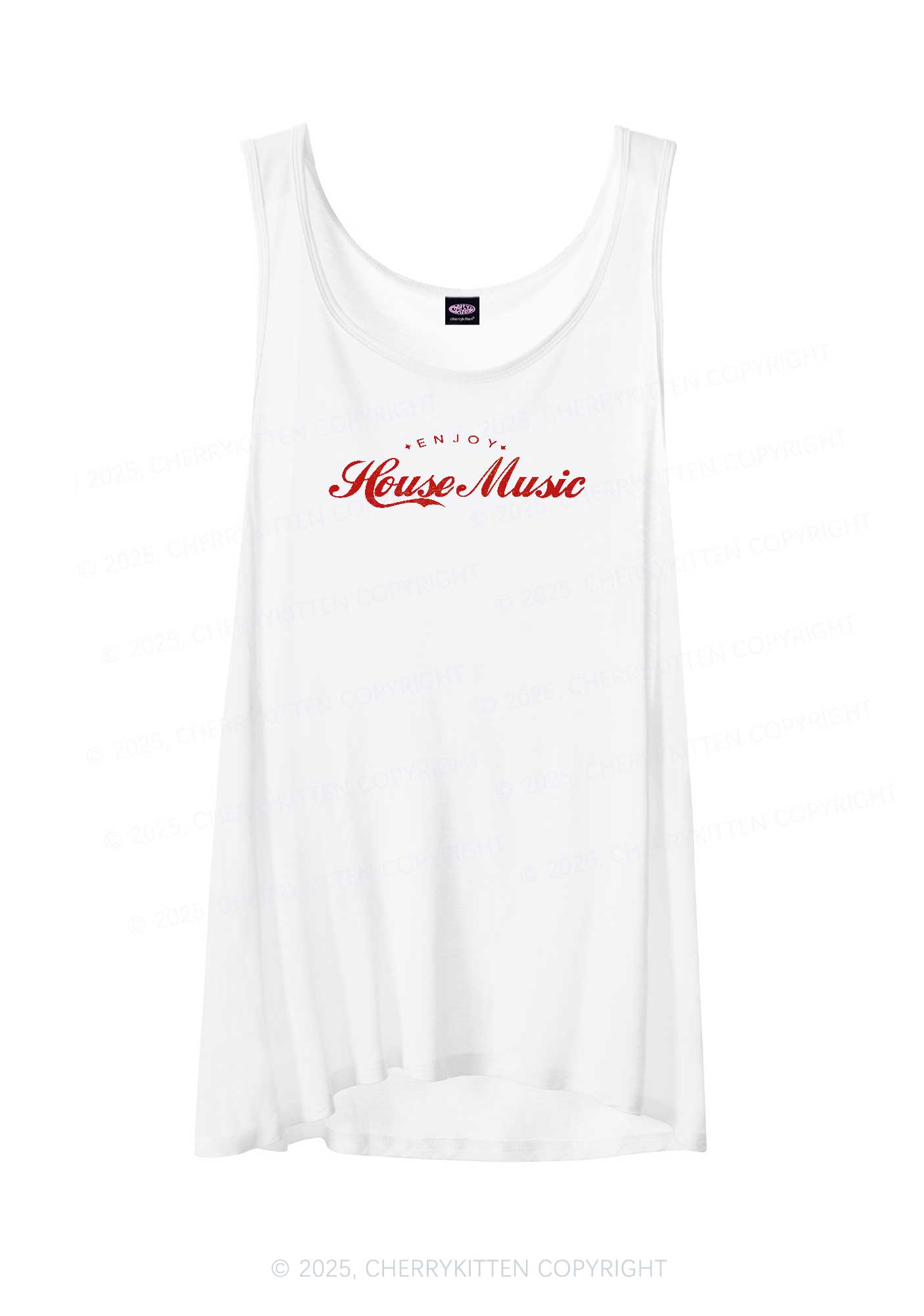 Enjoy House Music Y2K Sheer Boyfriend Tank Cherrykitten