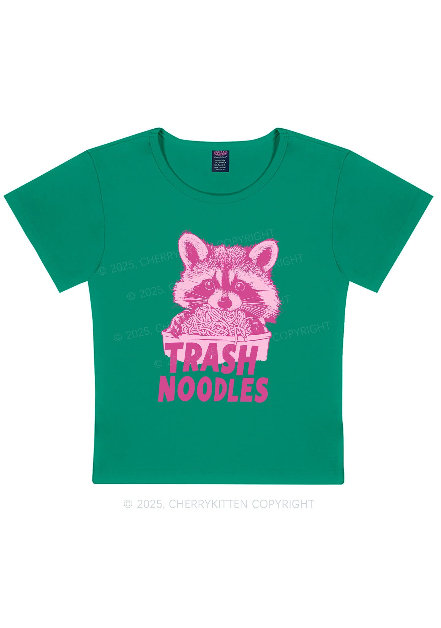 Raccoon Trash Noodles Y2K Baby Tee Cherrykitten