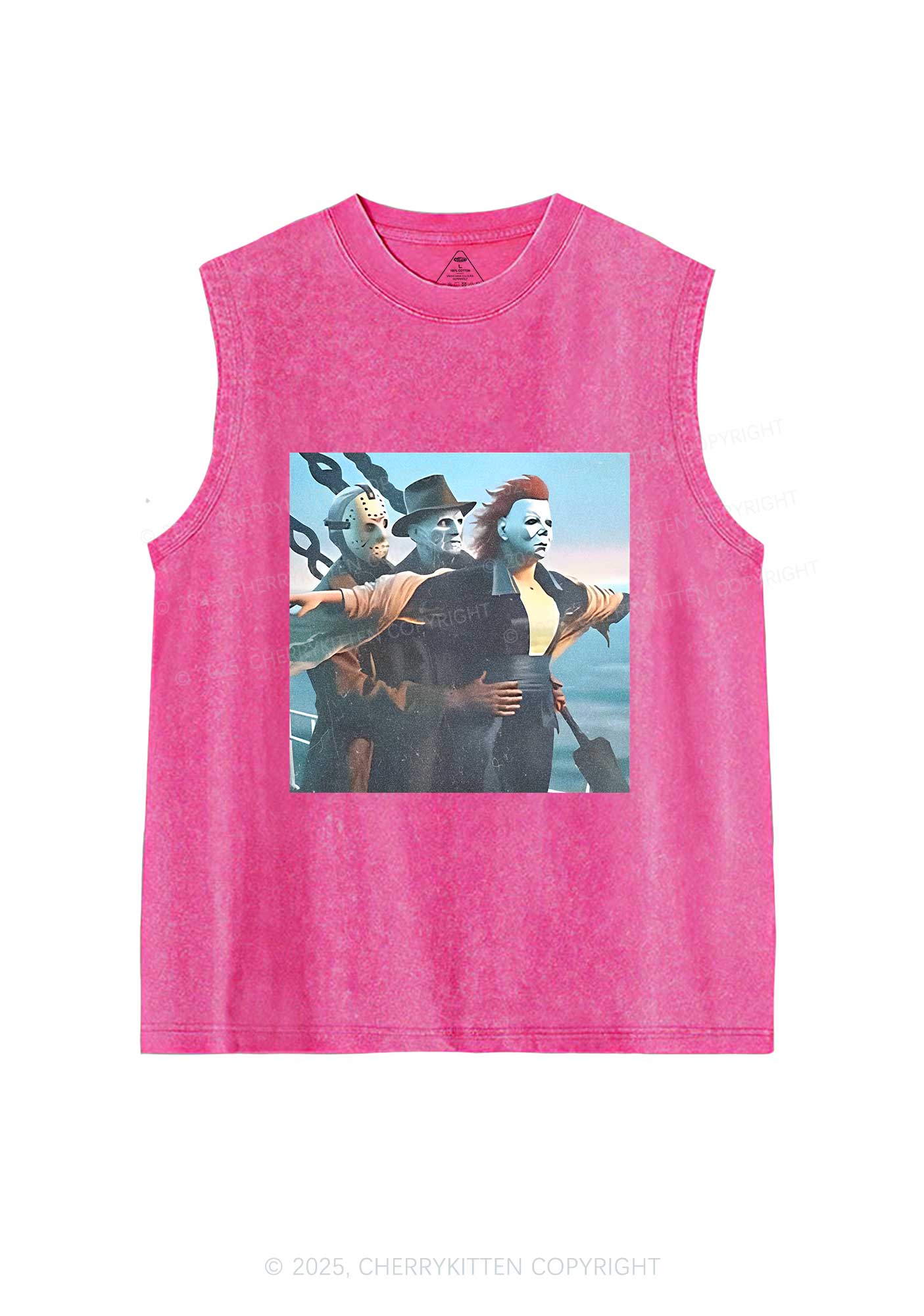 Halloween Horror Characters Y2K Washed Muscle Tank Cherrykitten