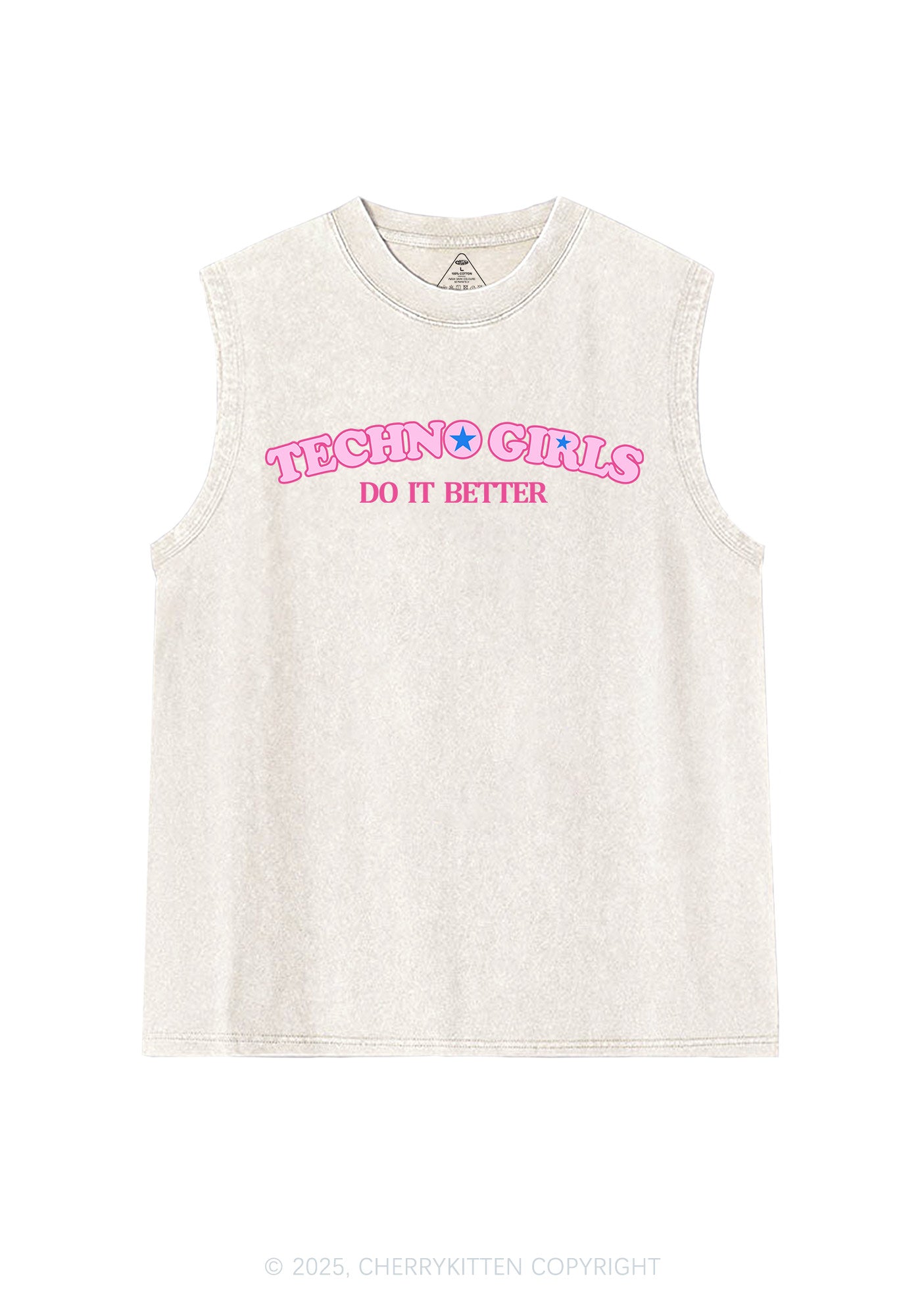 Techno Girl Do Better Y2K Washed Muscle Tank Cherrykitten