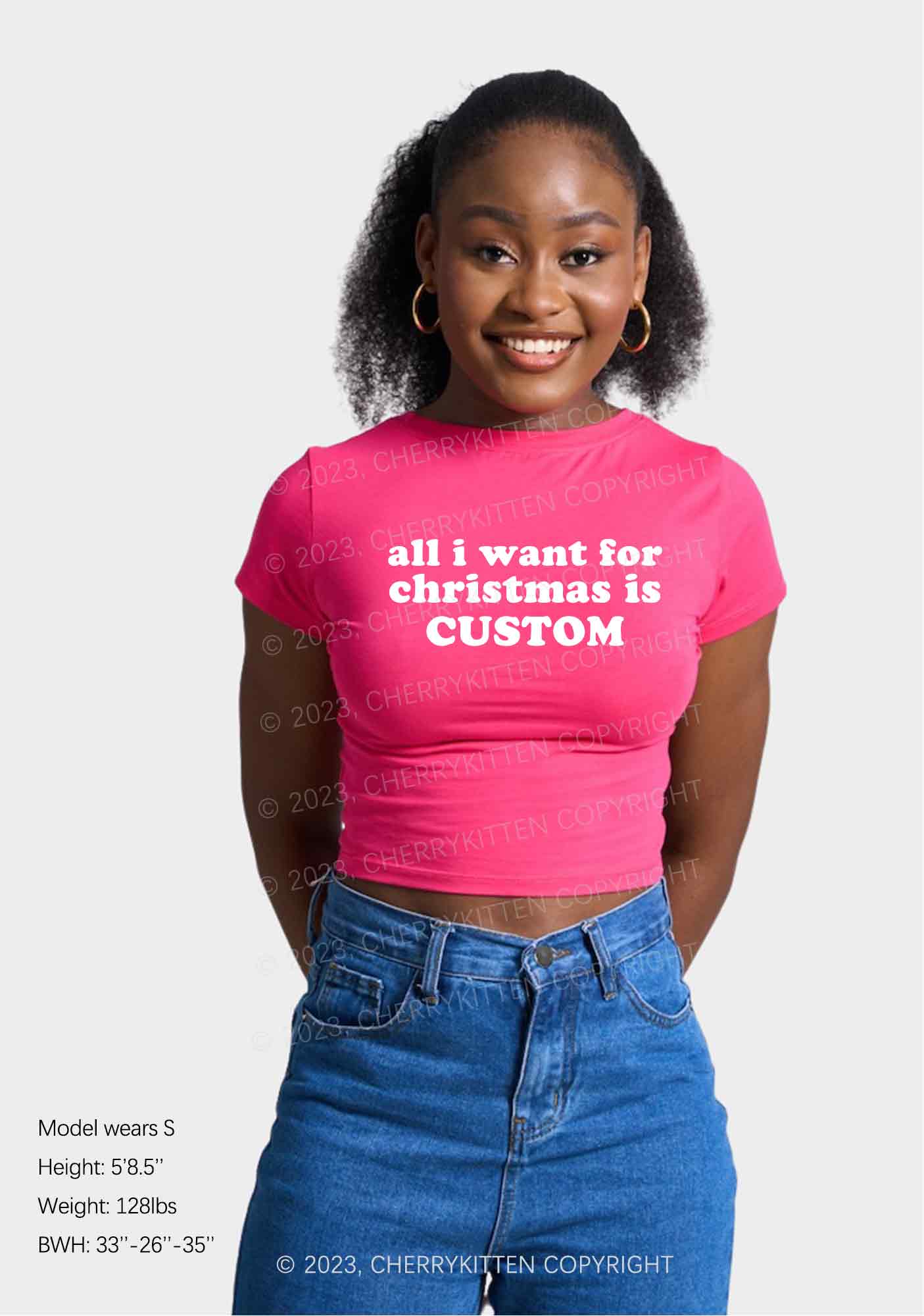 Custom All I Want For Christmas Is Y2K Baby Tee Cherrykitten