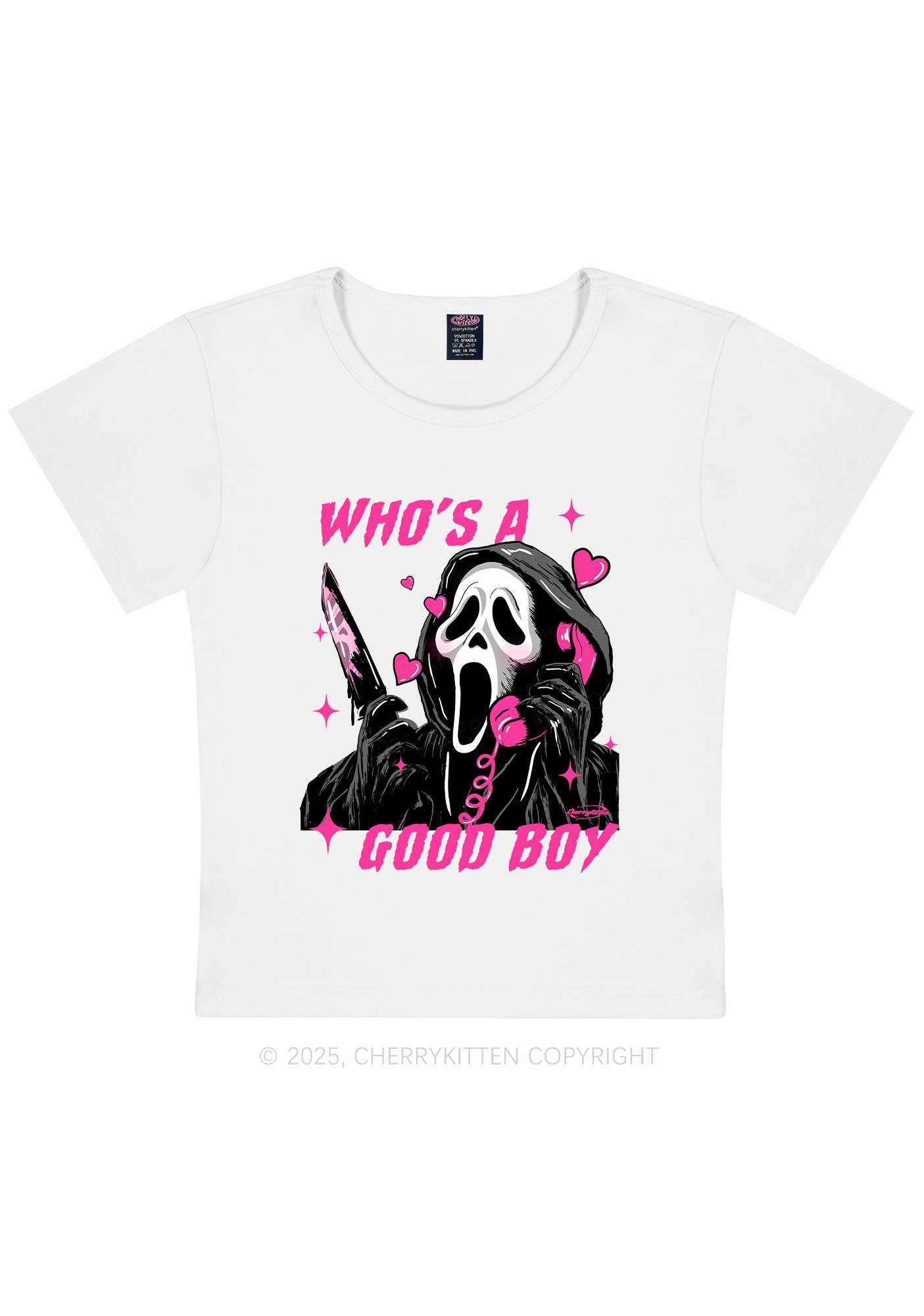 Halloween Ghost Good Boy Y2K Baby Tee Cherrykitten