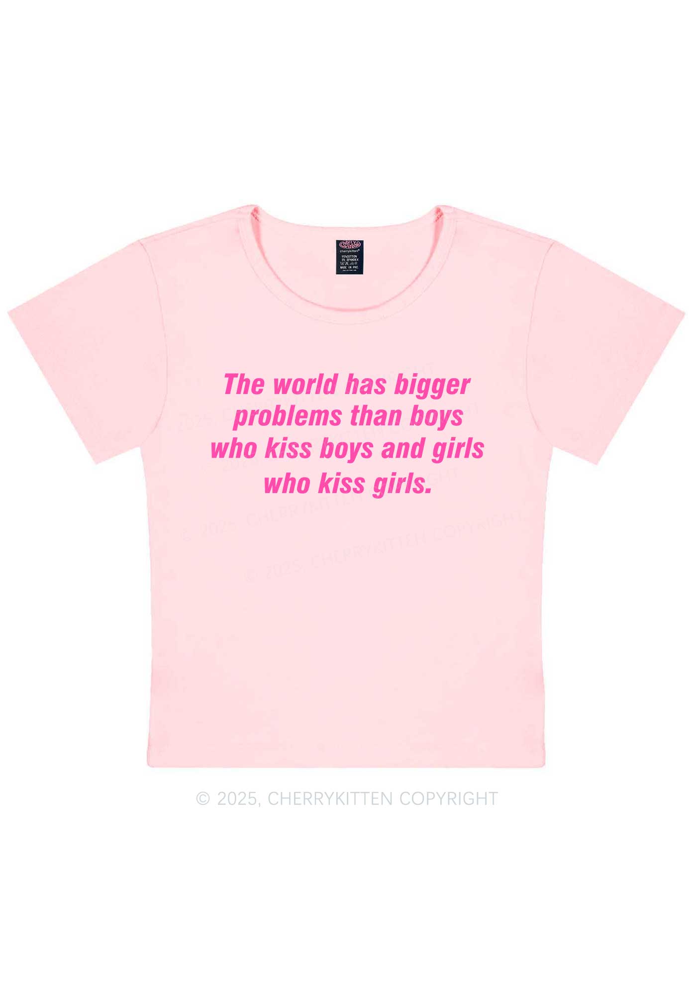 Who Kiss Girls Pride Y2K Baby Tee Cherrykitten